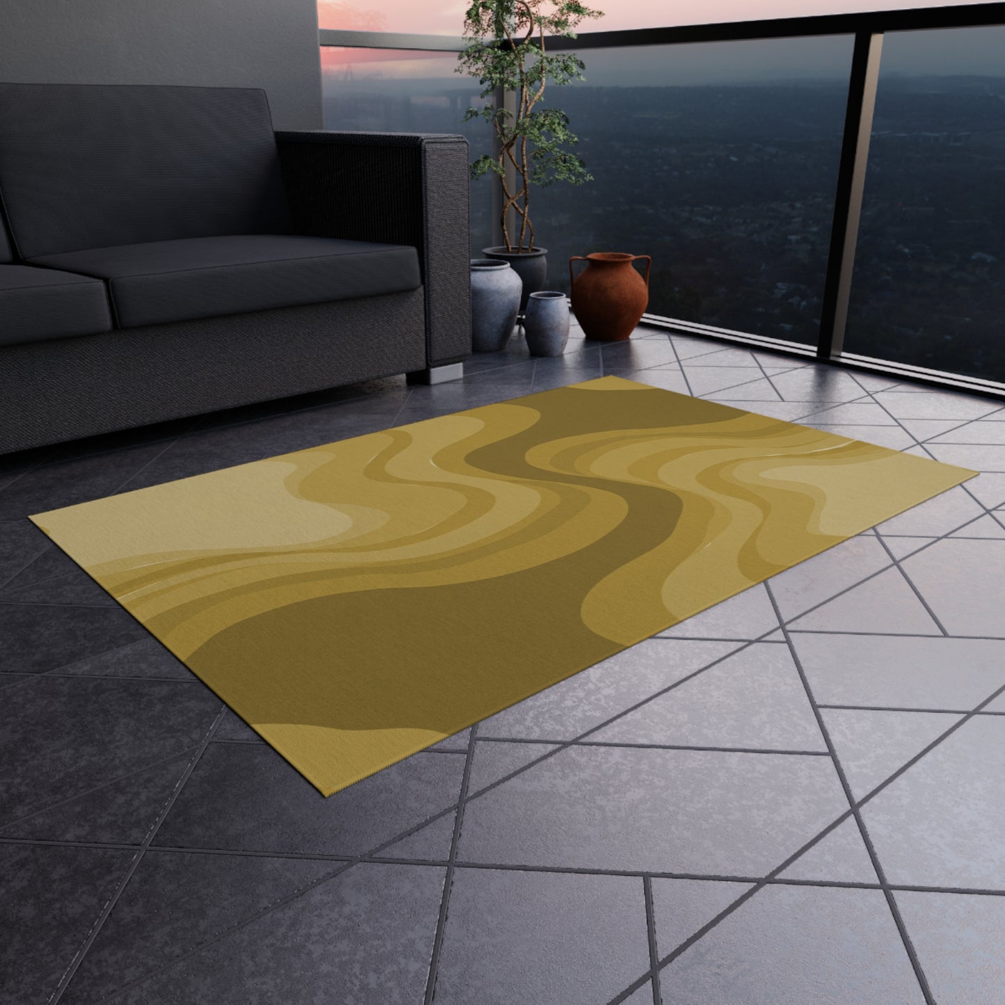 Brown Wavey 48" x 72" Outdoor Rug