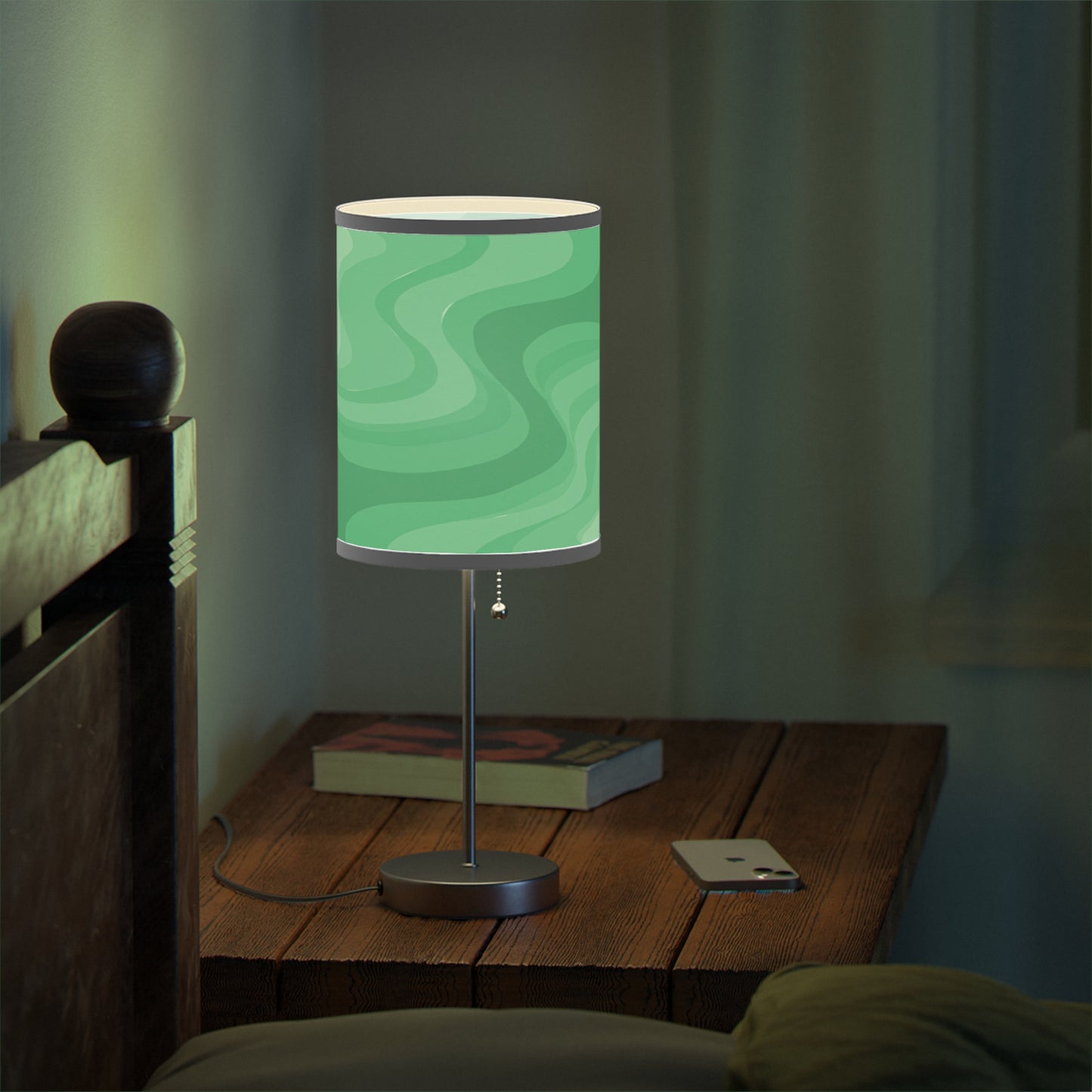 Mint Green Wavey Table Lamp on a White or Silver Stand, US|CA plug