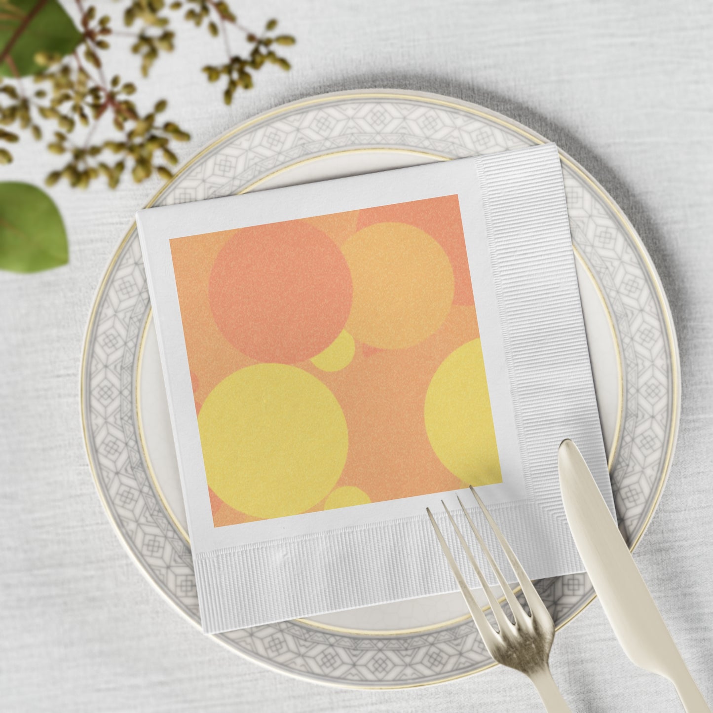 Pastel Bright Oranges Patches White Coined Napkins, 6.5" x 6.5"