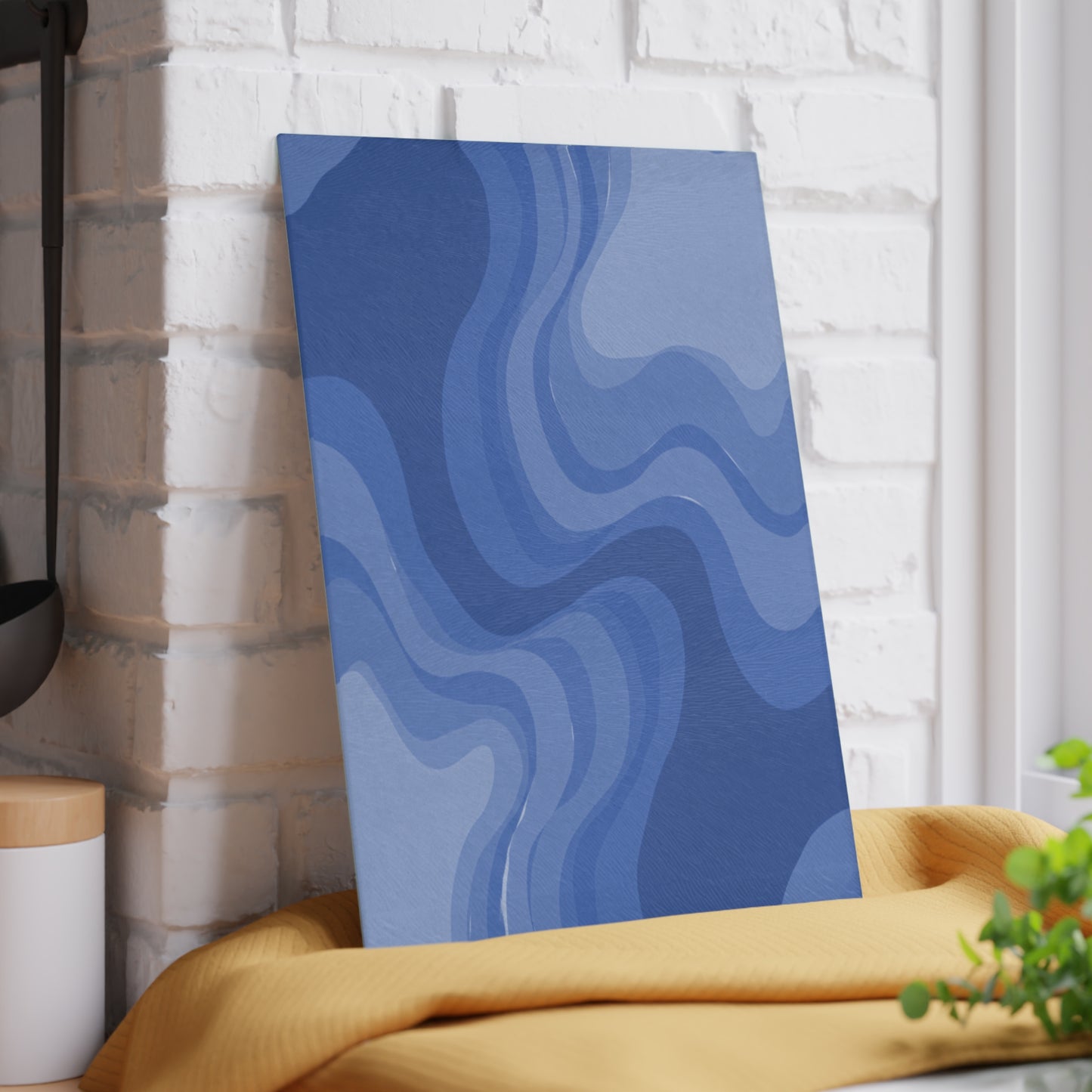 Deep Blue Wavey 8" x 11" Glass Cutting Board