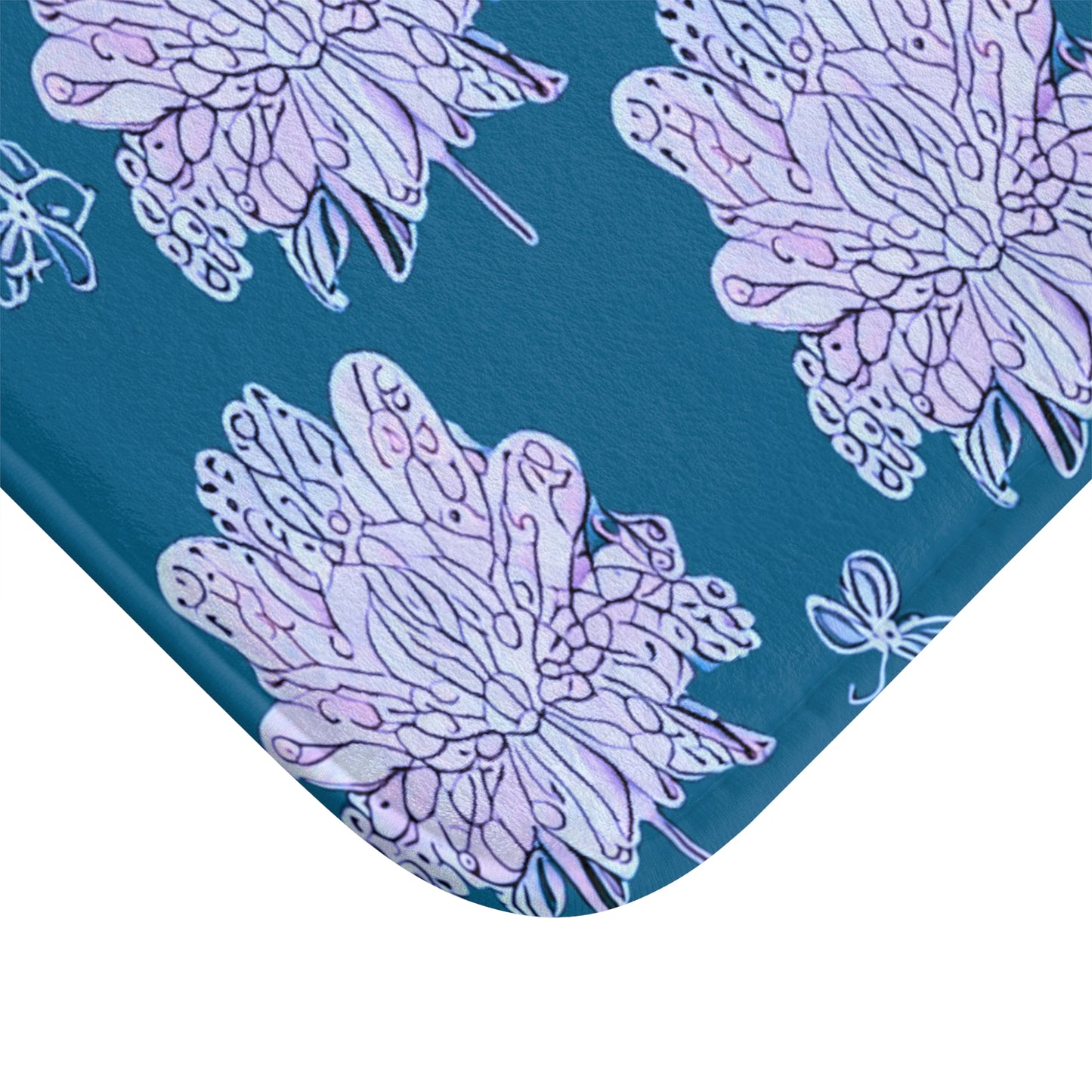 Lavender Floral Butterflies 34" x 21" Bath Mat