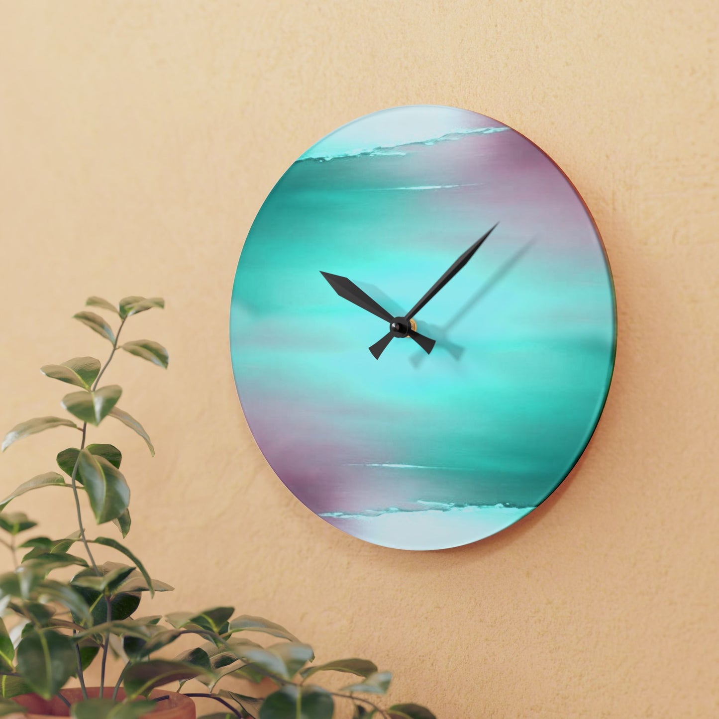 Green Sea Lavender Fog Acrylic Wall Clock, Round or Square, 10.75" x 10.75"