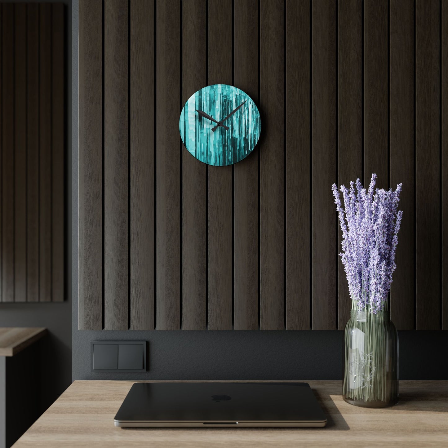 Striped Tif Acrylic Round Wall Clock, 8" x 8"