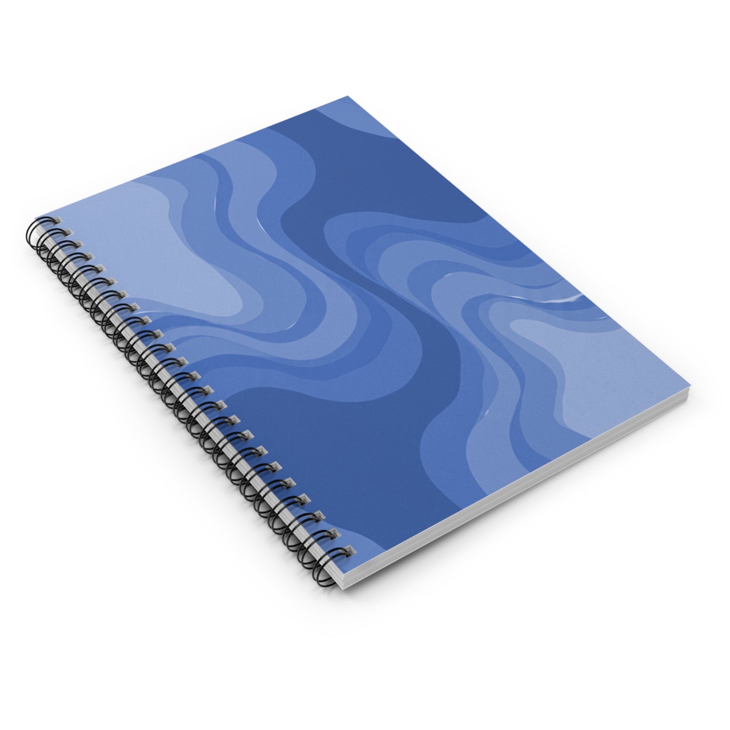 Deep Blue Wavey Spiral Notebook - Ruled Line, 6" x 8", 118 pages