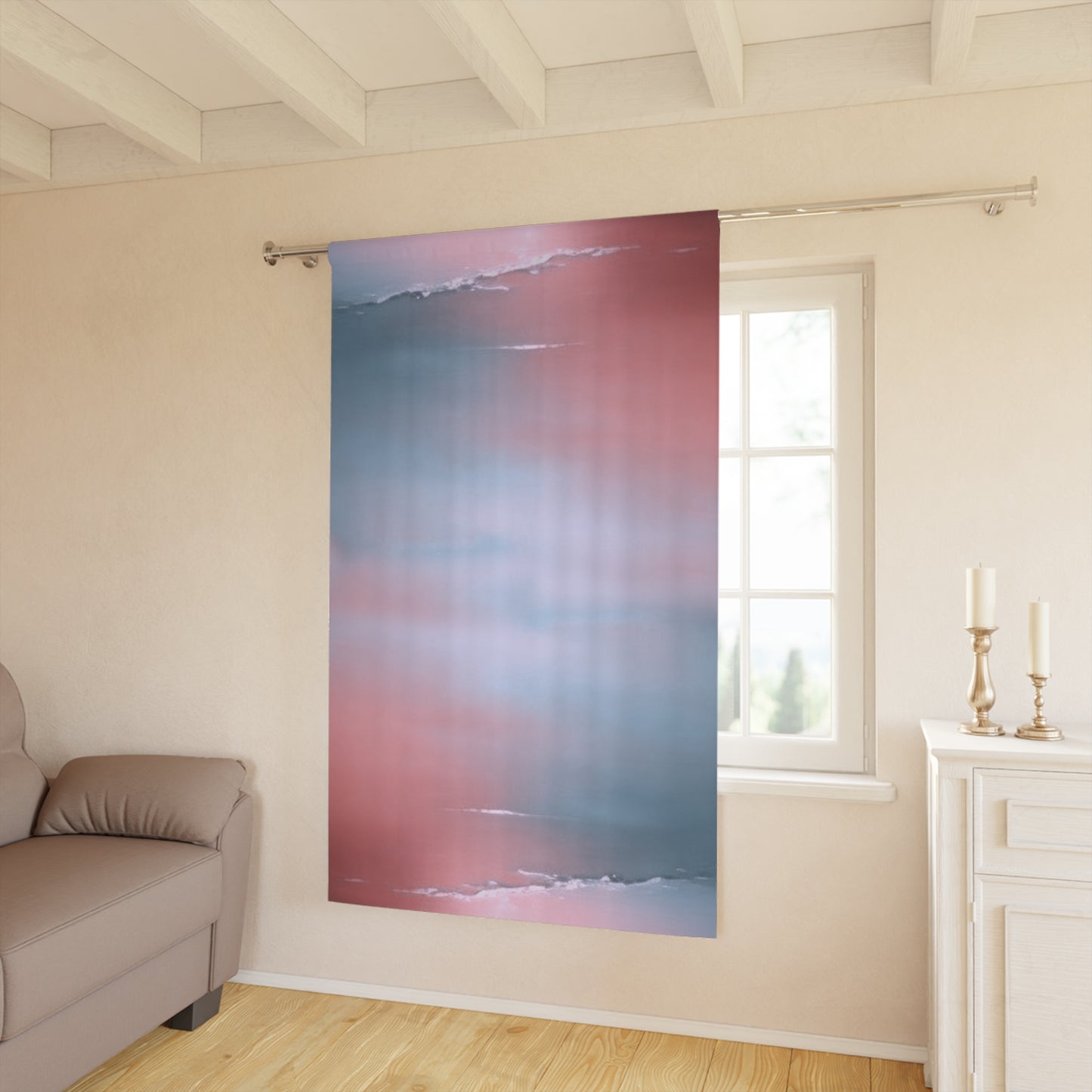 Gray Sea Pink Fog Window Curtain, 50" x 84", blackout