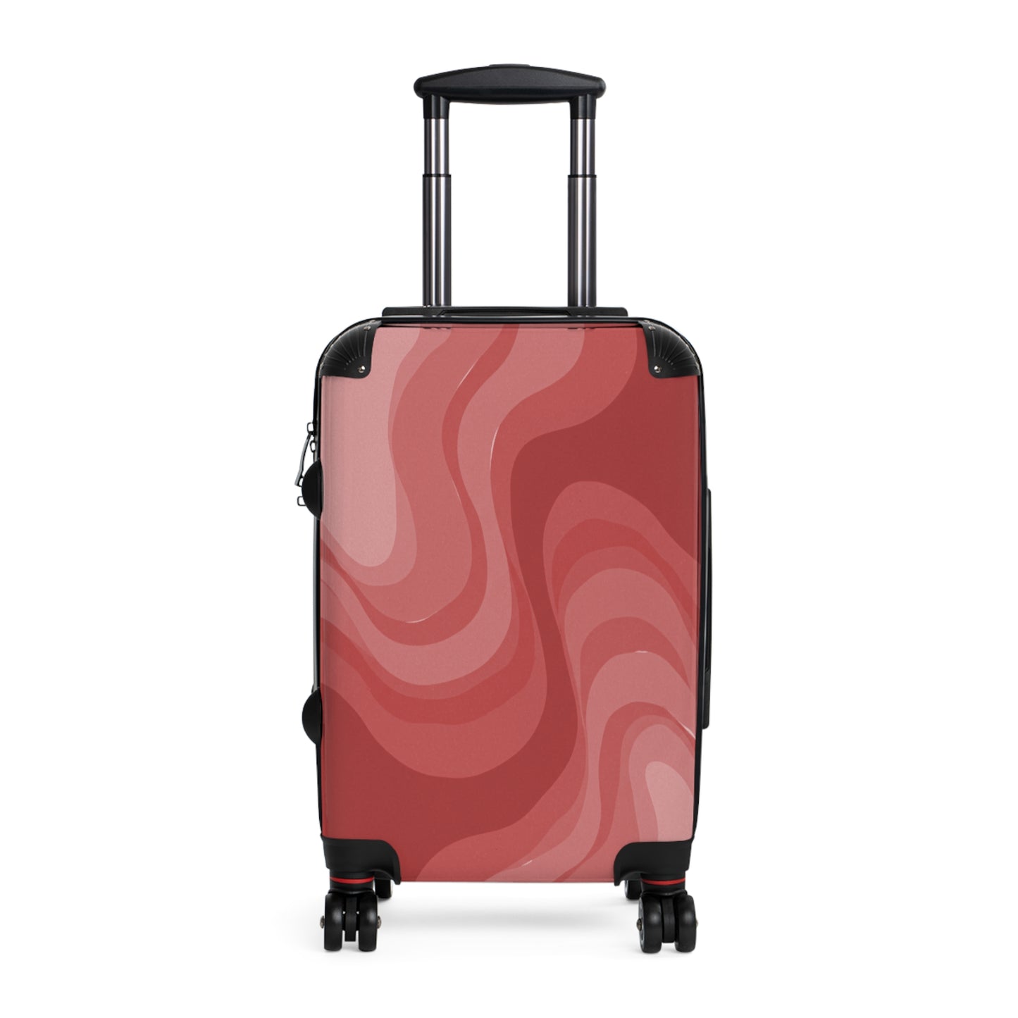 Power Red Wavey Small Suitcase with built in lock, 4 double-wheels, telescopic handle, and ABS back hard-shell