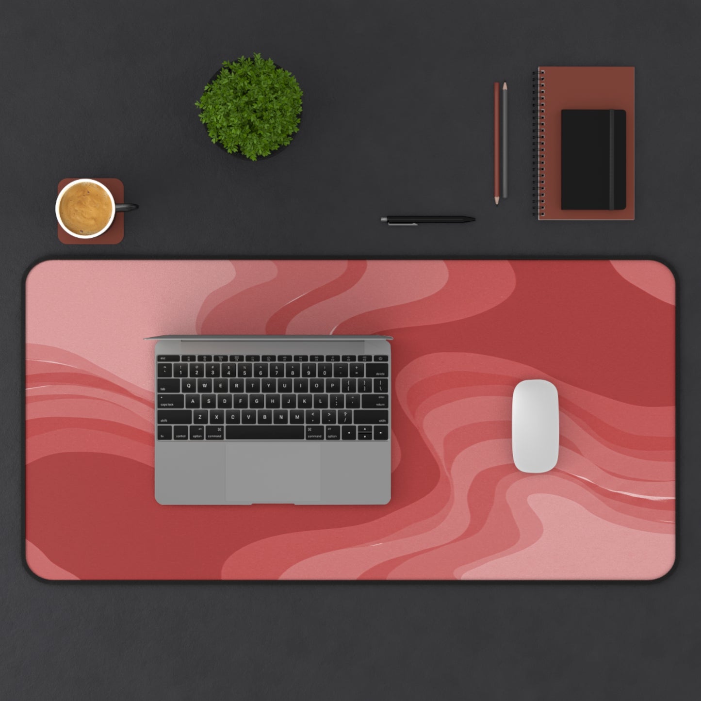 Power Red Wavey 16" x 32" Desk Mat