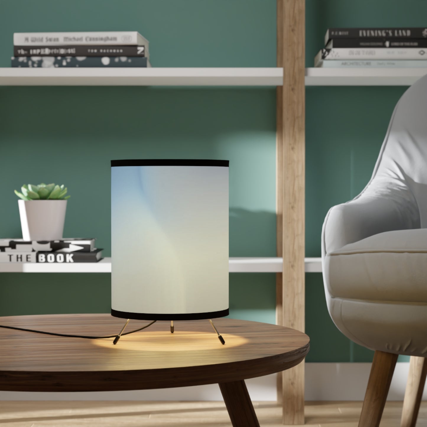 Cobalt Fade Tripod Lamp with High-Res Printed Shade, US\CA plug