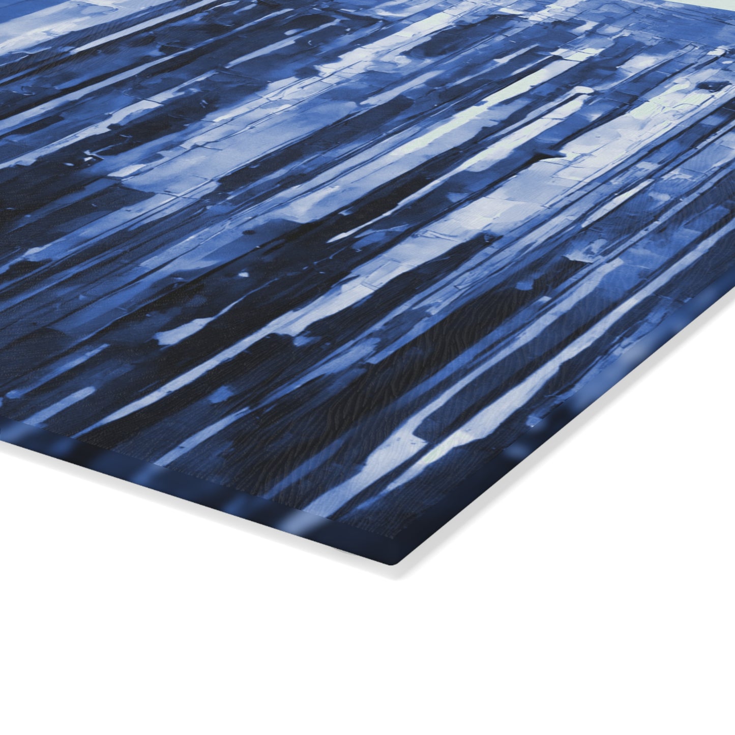 Striped Deep Blue 8" x 11" Glass Cutting Board