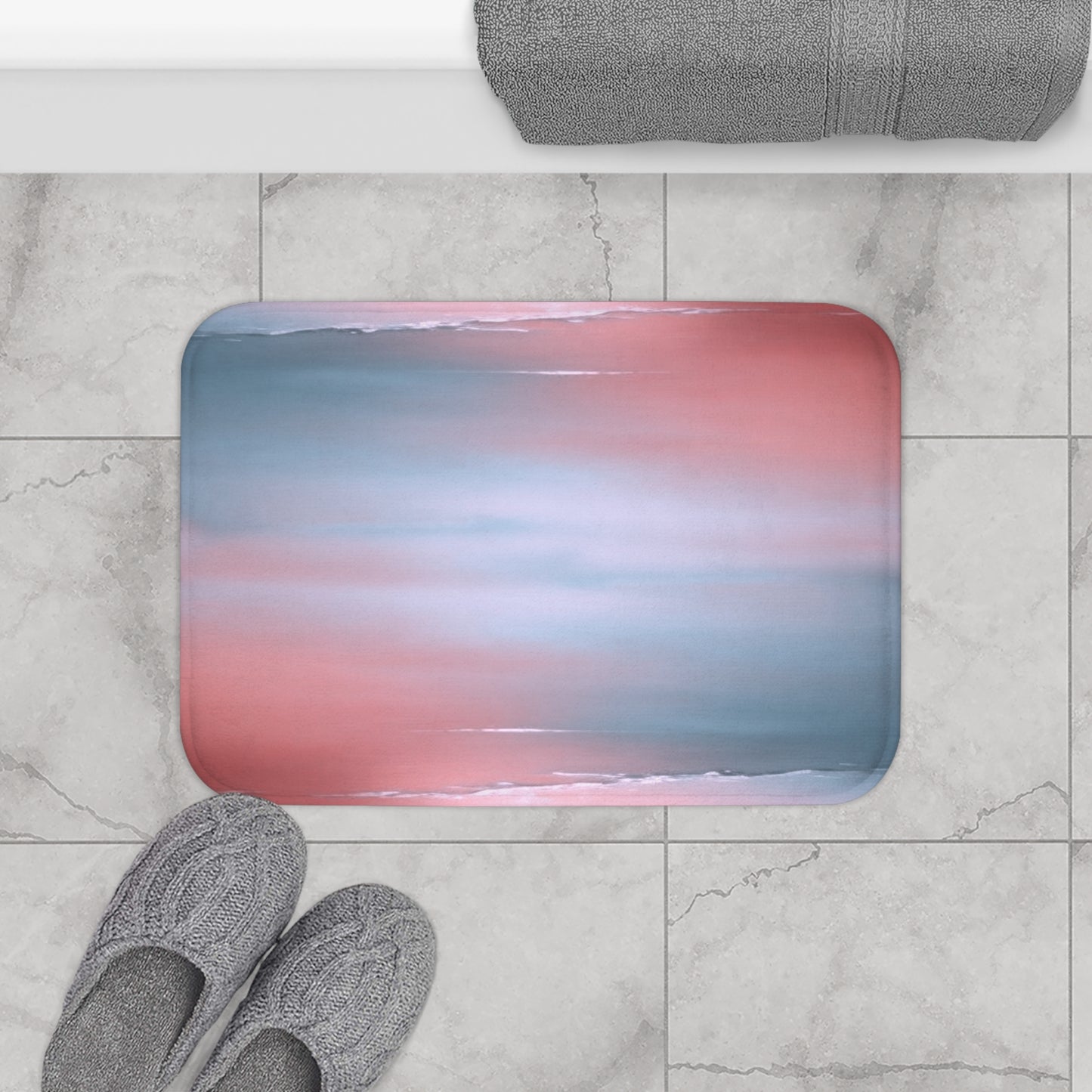 Gray Sea Pink Fog 24" x 17" Bath Mat