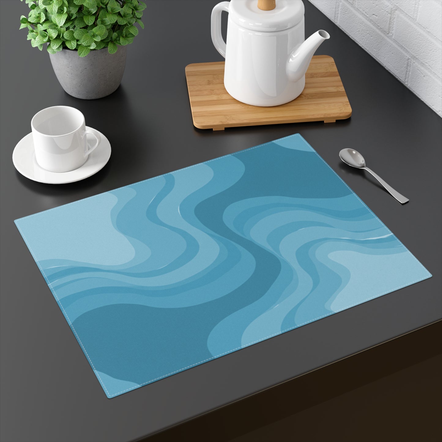 Sky Blue Wavey Placemat, 1 pc