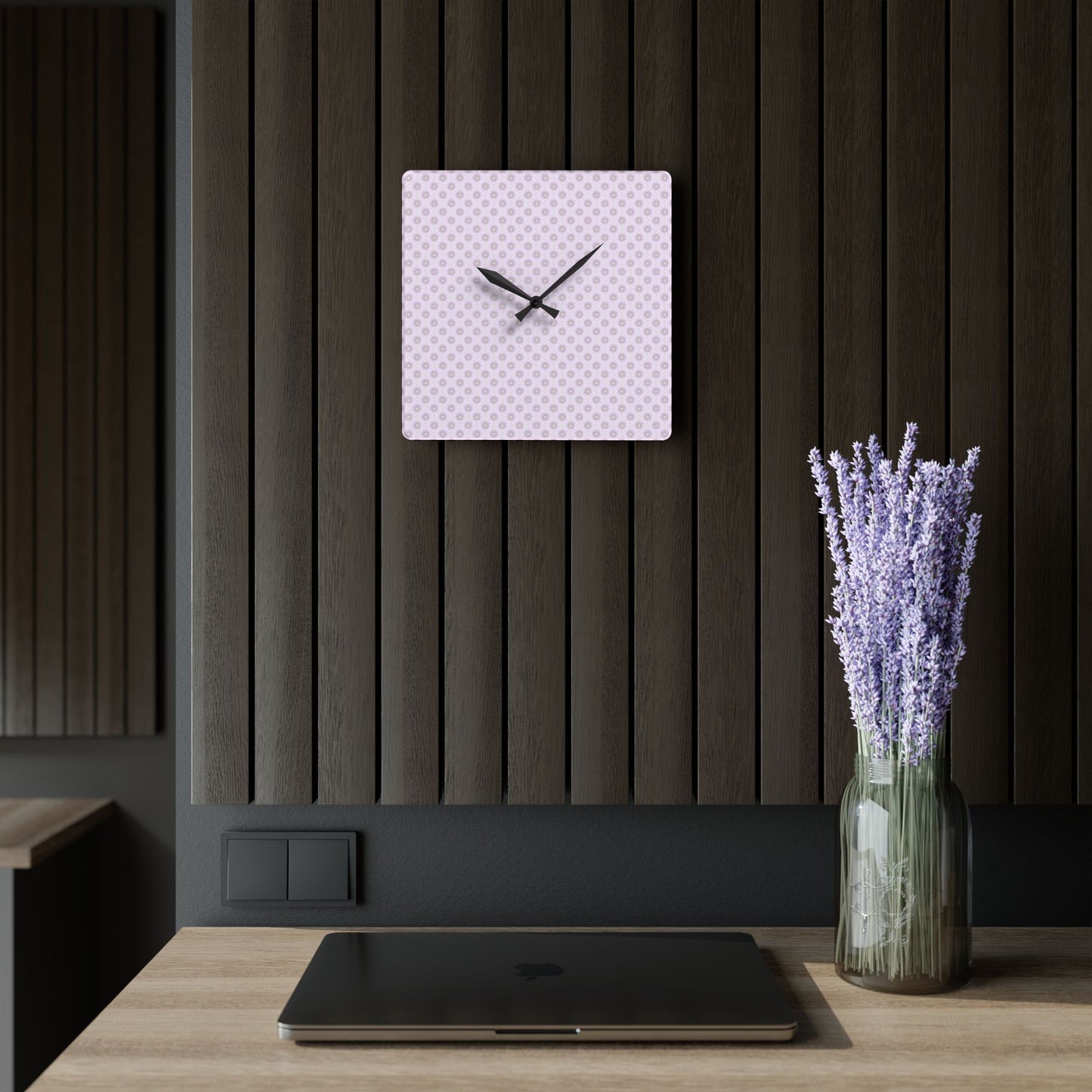 Pink Mornings Star-crossed Bodies Acrylic Wall Clock, Round or Square, 10.75" x 10.75"