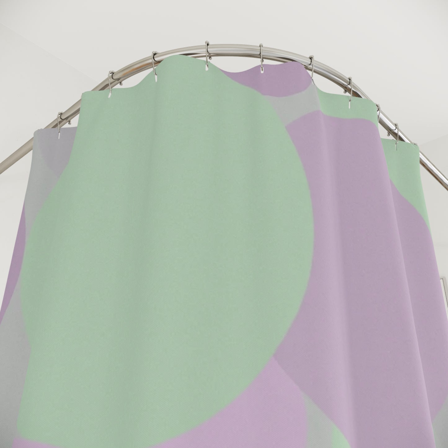 Pastel Lavender Purple and Soft Green Patches Shower Curtains, 71" x 74"