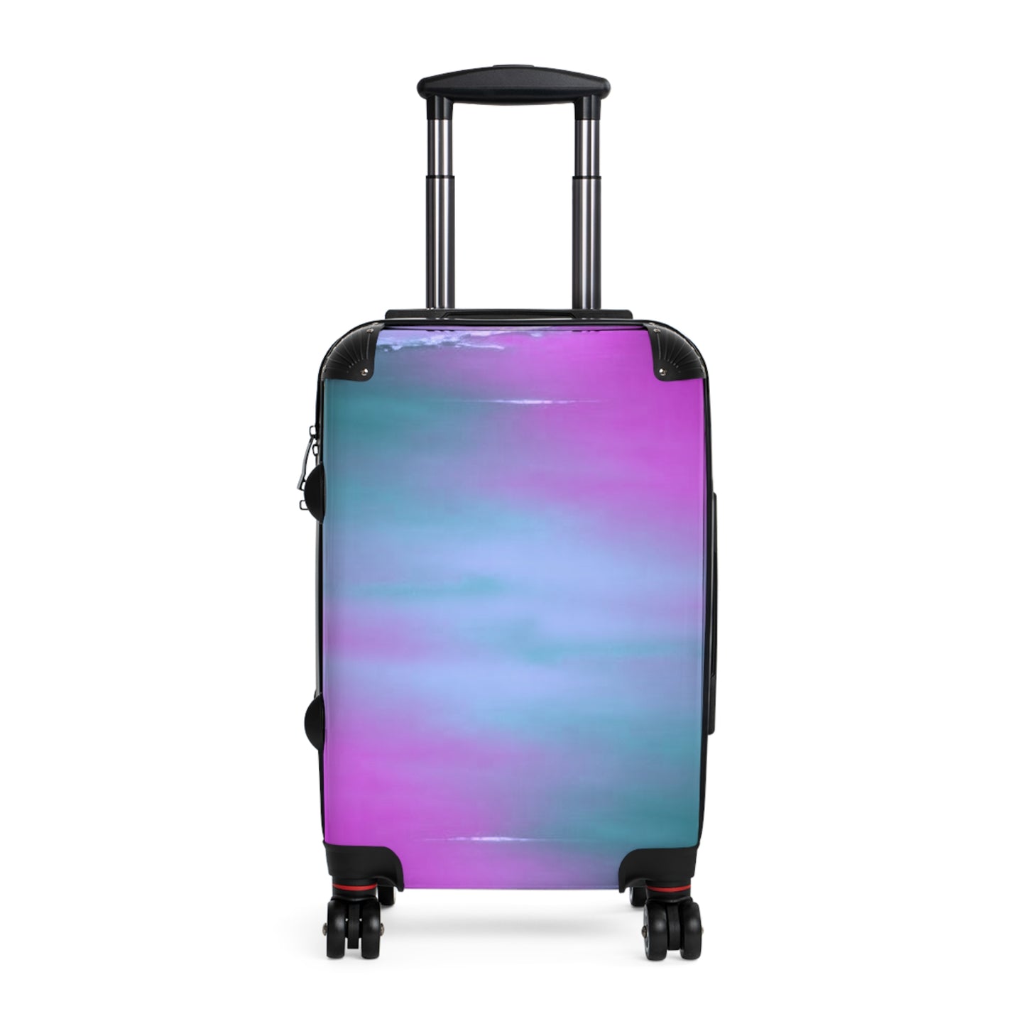 Dark Blue Green Sea Purple Fog Small Suitcase with built in lock, 4 double-wheels, telescopic handle, and ABS back hard-shell