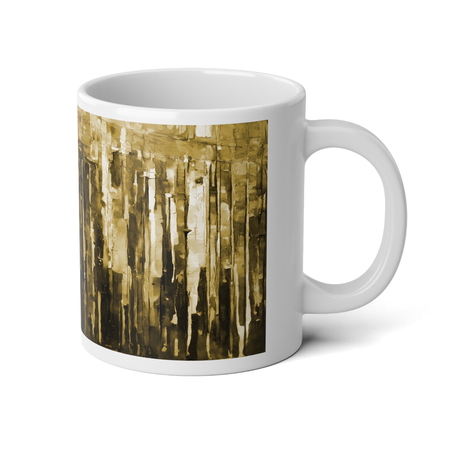 Striped Light Brown 20 oz White Glossy Jumbo Mug
