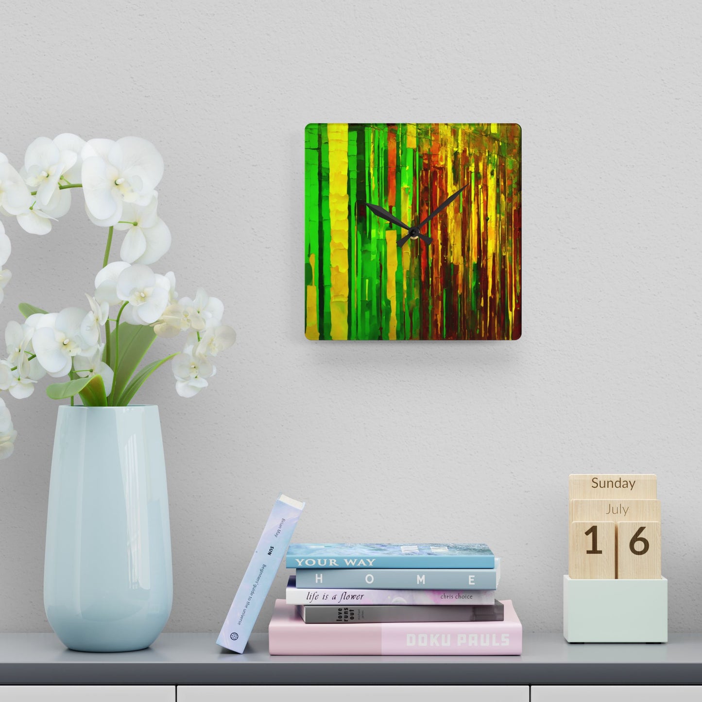 Striped Beta Acrylic Wall Clock, Round or Square, 10.75" x 10.75"