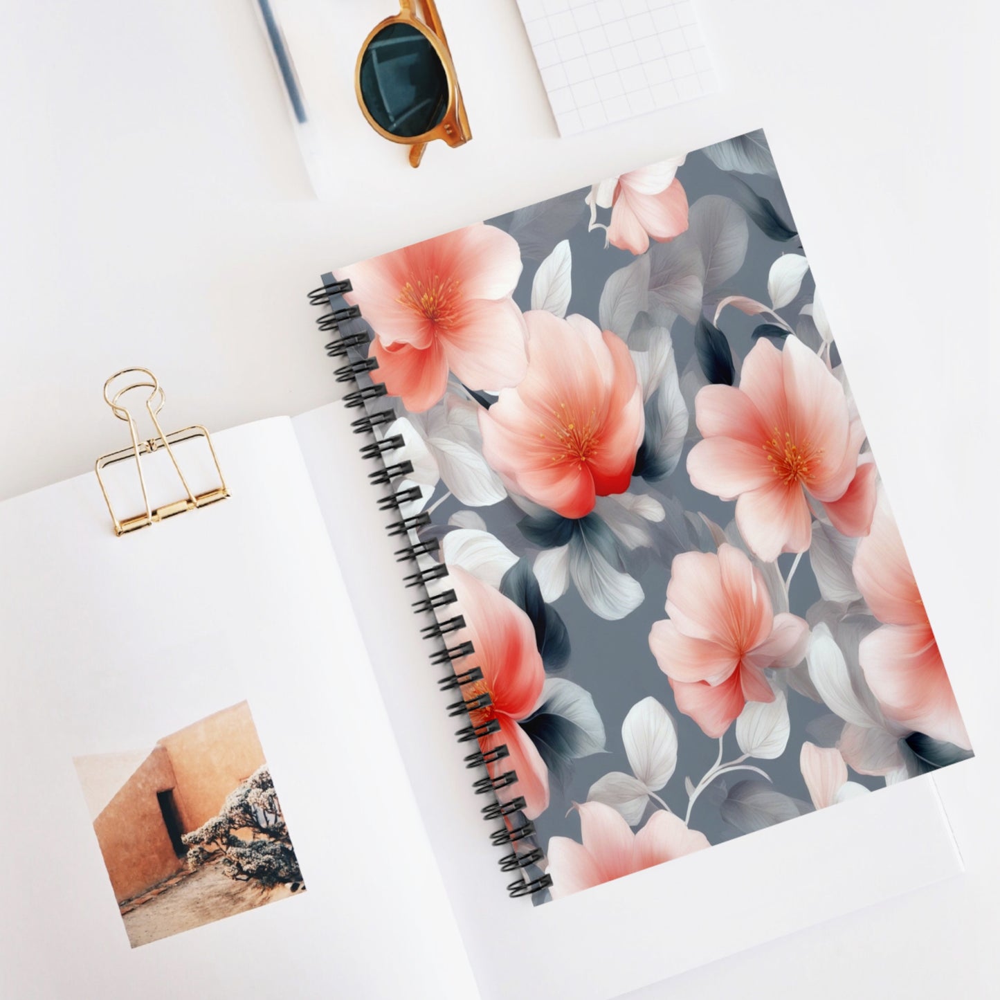 Red Blossom Floral Bunch Spiral Notebook - Ruled Line, 6" x 8", 118 pages