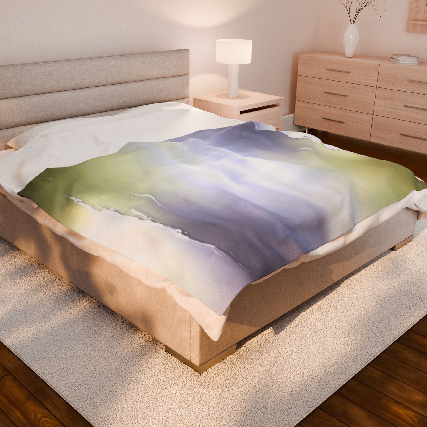 Lavender Sea Golden Fog Velveteen Plush Blanket, 60" x 80"