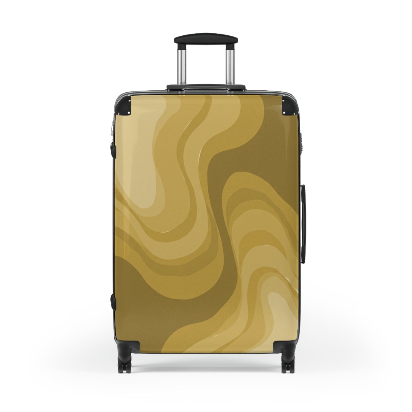 Brown Wavey Large Suitcase with built in lock, 4 double-wheels, telescopic handle, and ABS back hard-shell