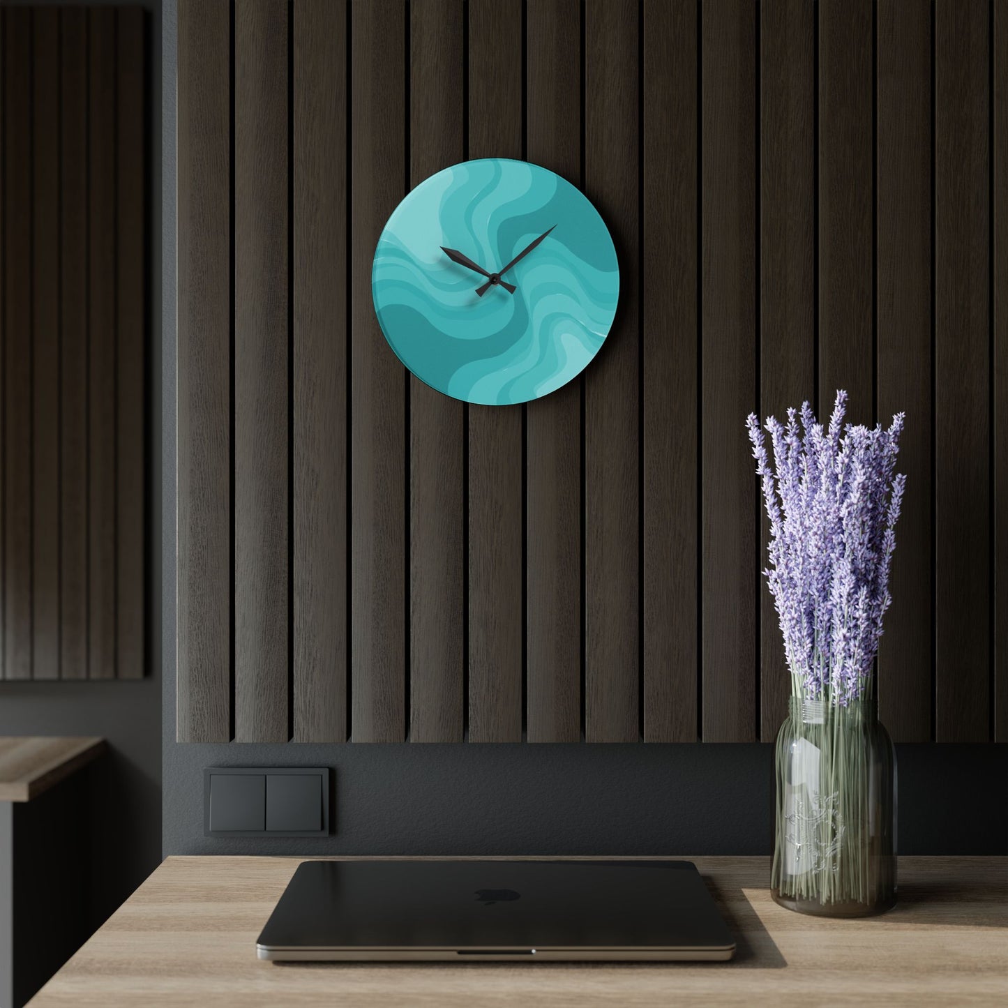 Tif Green Wavey 10.75" x 10.75" Round or Square Acrylic Wall Clock