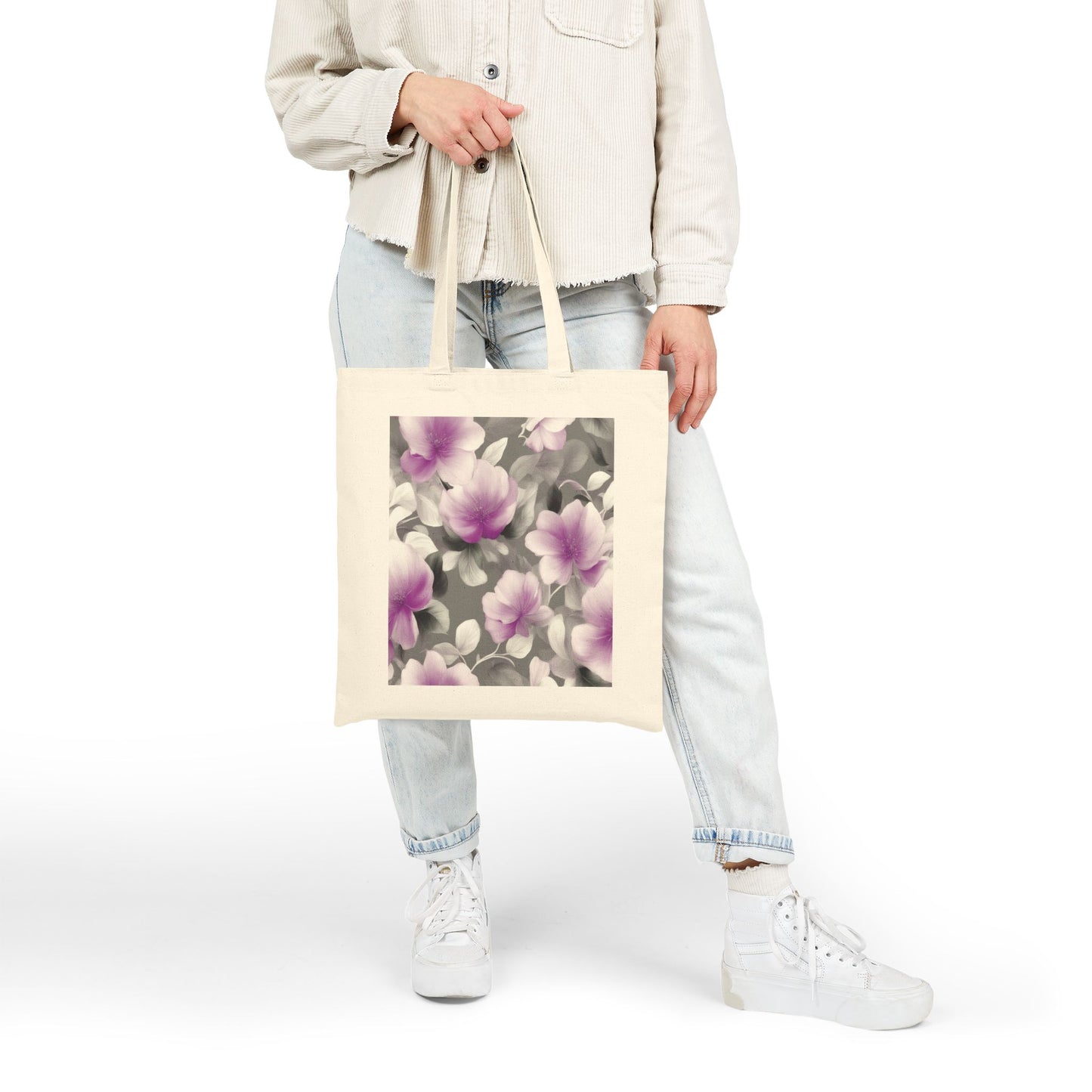 Purple Blossom Floral Bunch Cotton Canvas Tote Bag