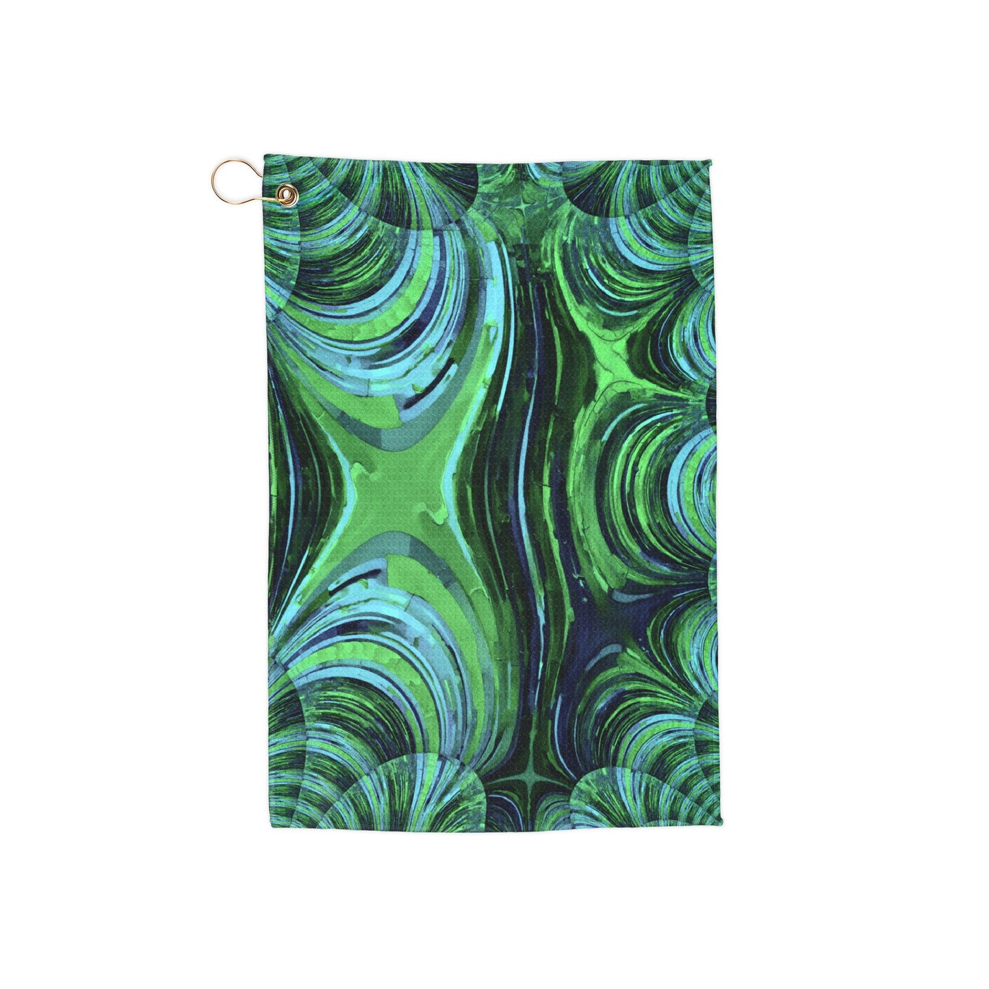 Uzi Spiral Blue Green Golf Towel, 16" x 24"