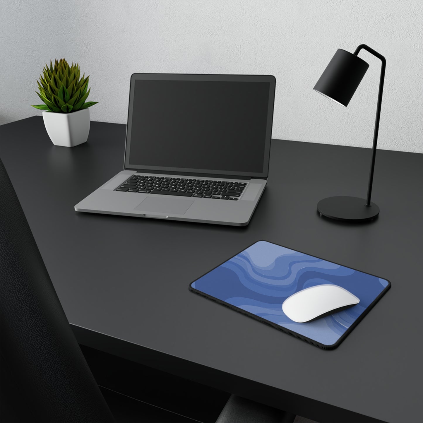 Deep Blue Wavey Non-Slip Gaming Mouse Pad, 9.5" X 8" Rectangle