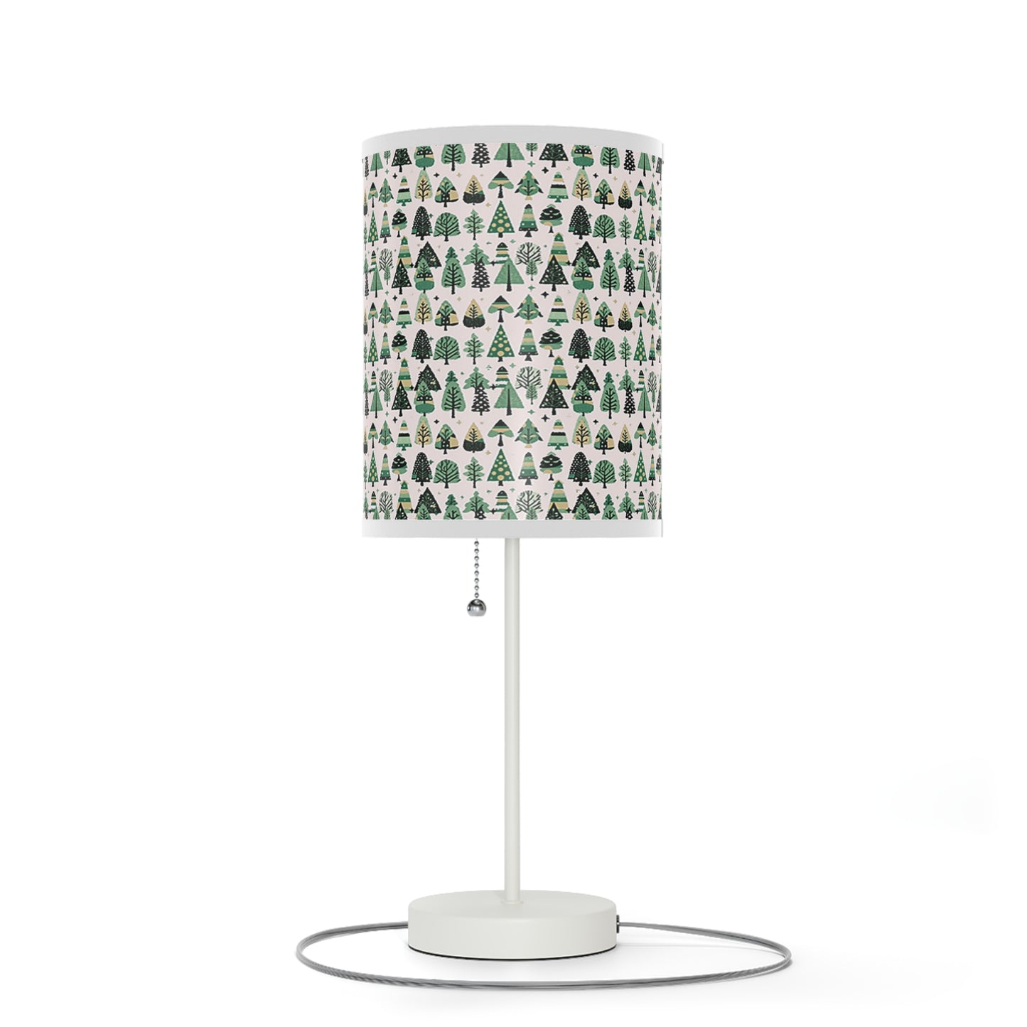Mini Vintage Green Trees Table Lamp on a White or Silver Stand, US|CA plug