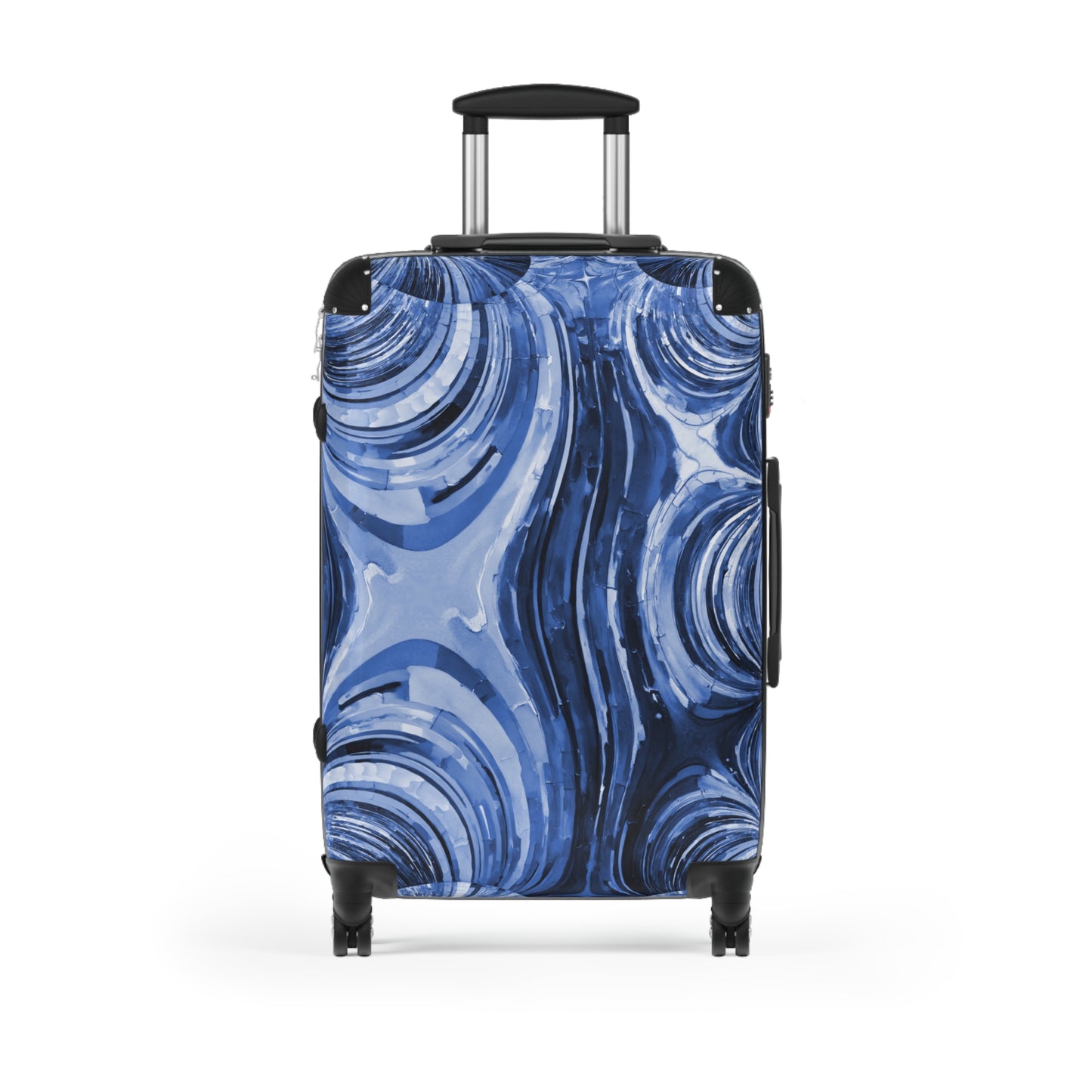 Uzi Spiral Deep Blue Medium Suitcase with built in lock, 4 double-wheels, telescopic handle, and ABS back hard-shell