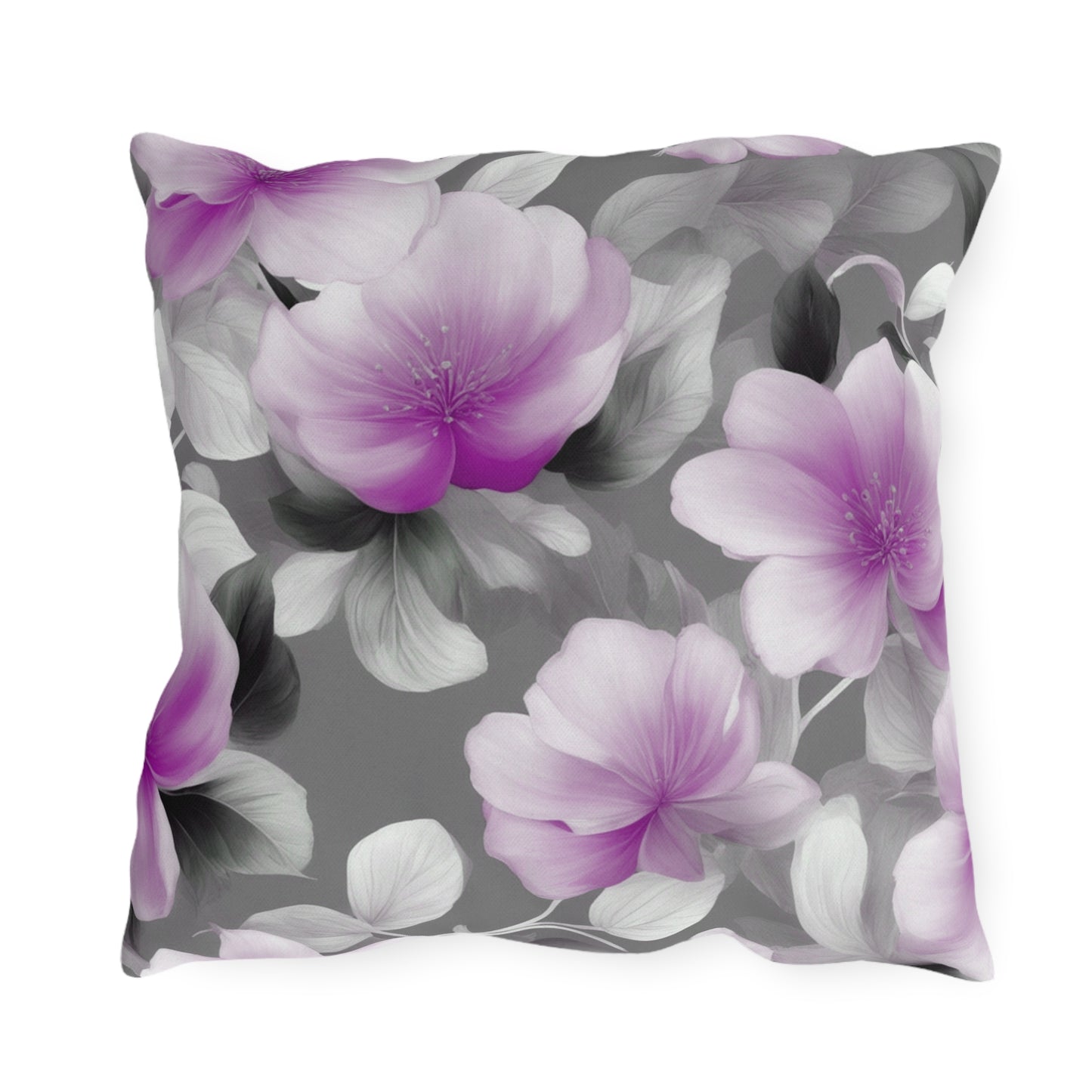 Purple Blossom Floral Bunch 18" x 18" Outdoor Pillow