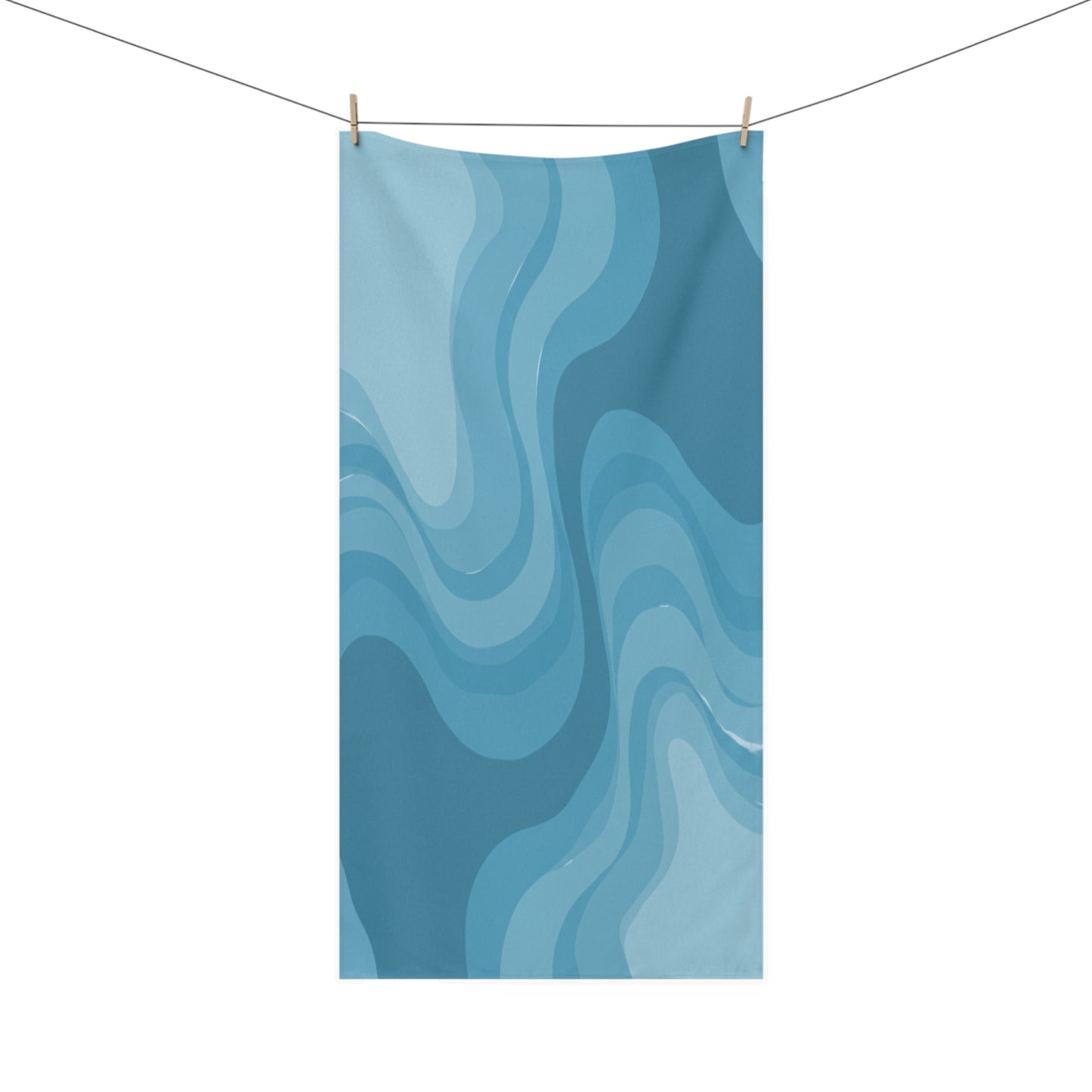 Sky Blue Wavey 30" x 60" Mink-Cotton Towel (50% polyester, 50% cotton)
