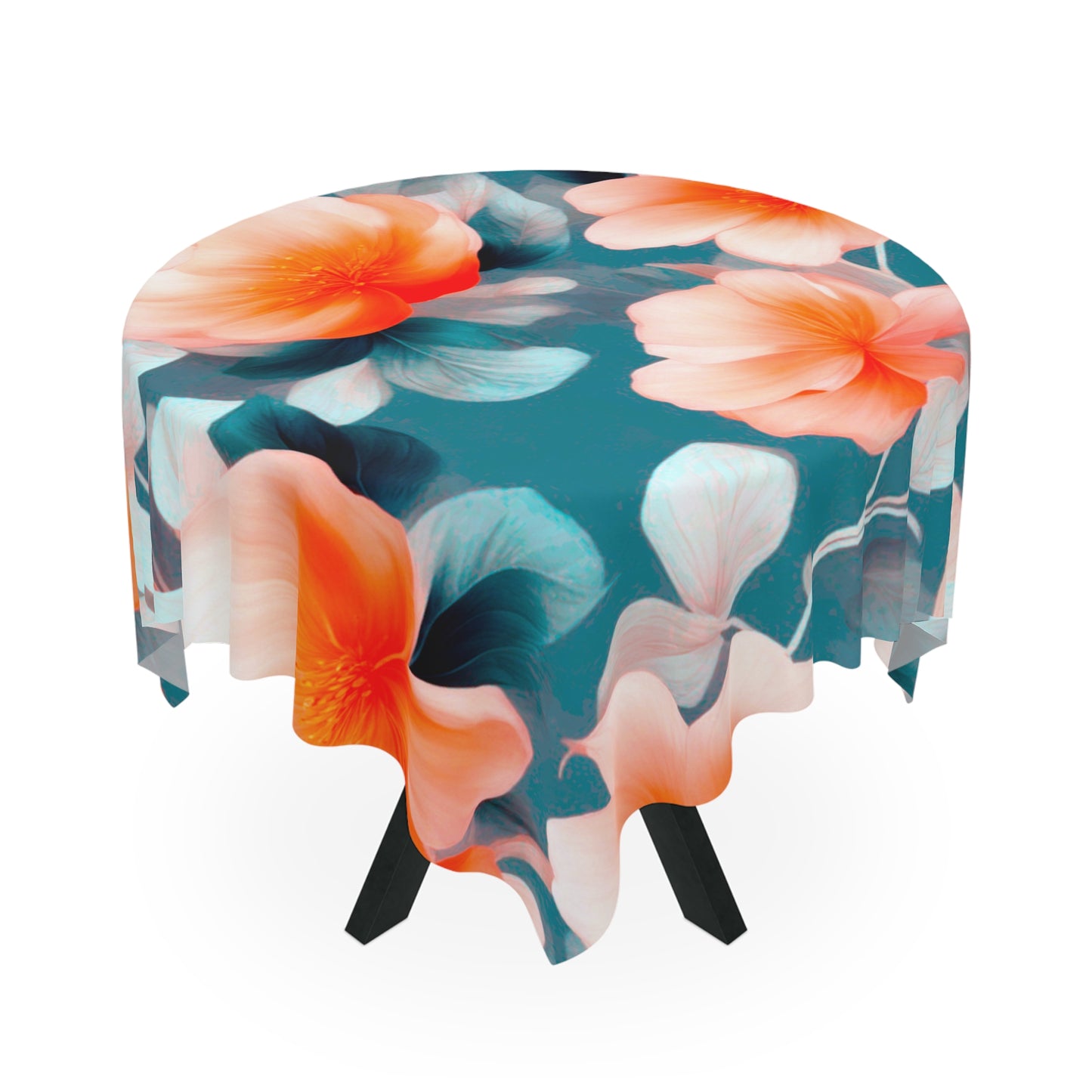 Orange Blossom Floral Bunch Tablecloth, 55" x 55"