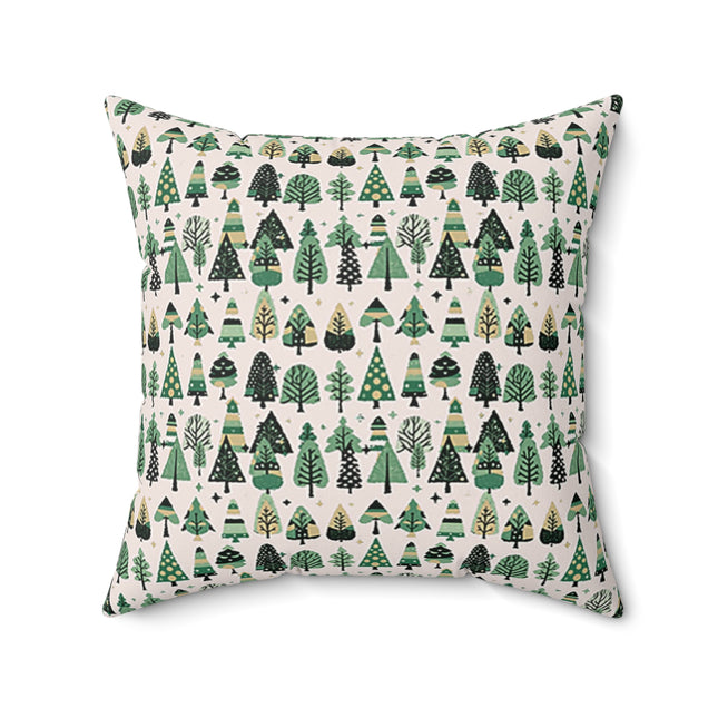 Mini Vintage Green Trees 20" x 20" Faux Suede Square Pillow