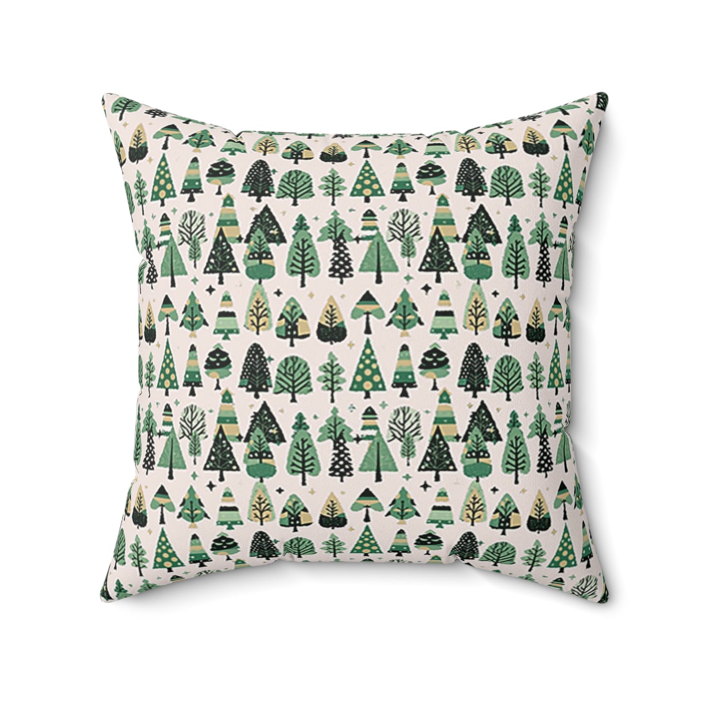 Mini Vintage Green Trees 20" x 20" Faux Suede Square Pillow