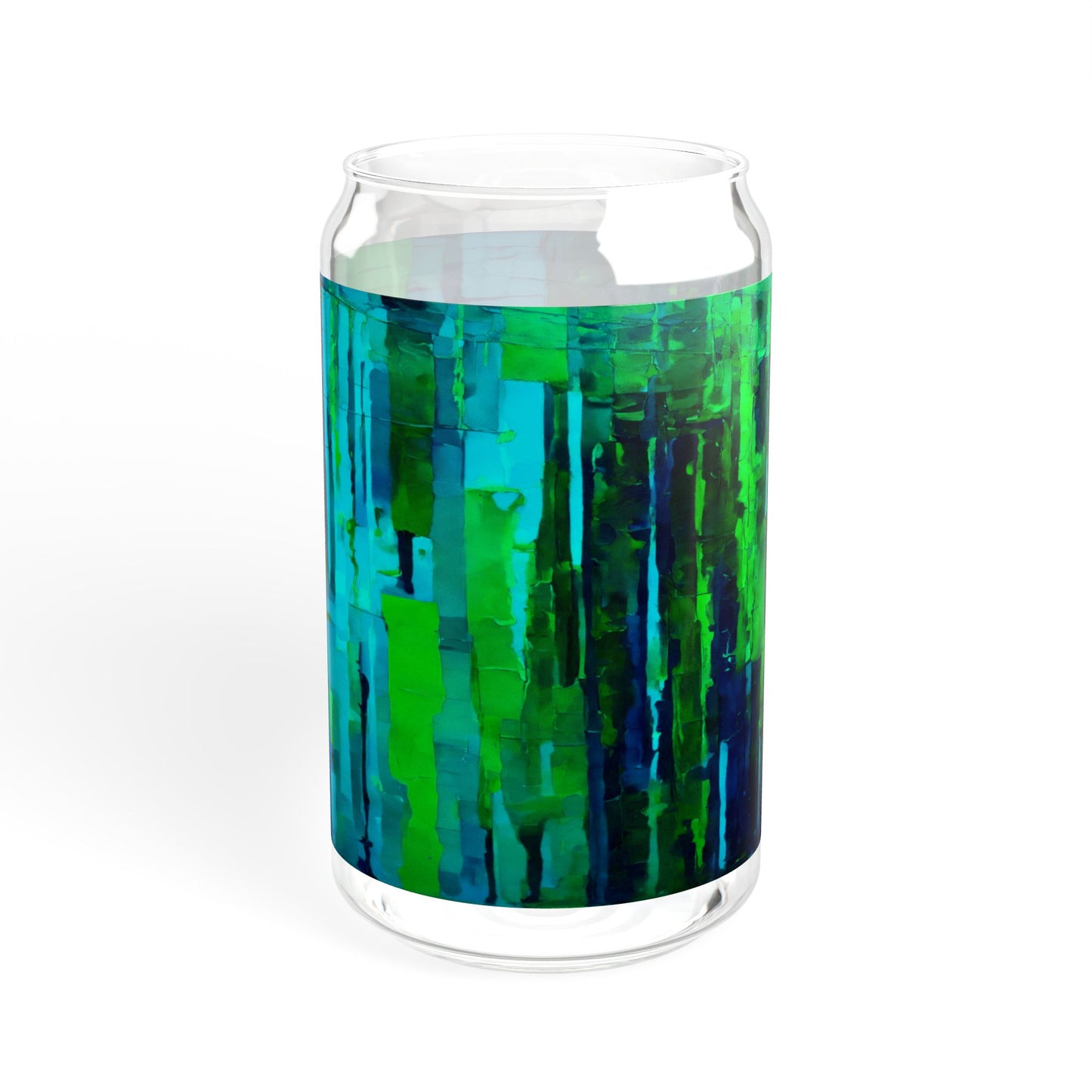 Striped Blue Green Glass, 16oz