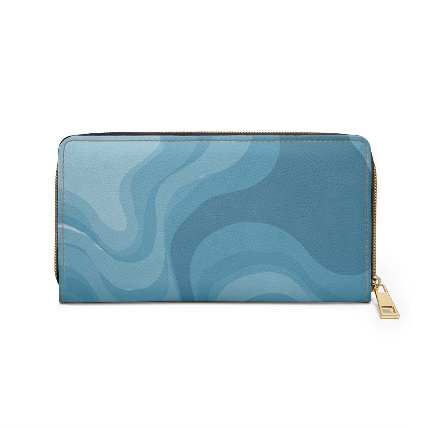 Sky Blue Wavey Elegant Abstract Zipper Wallet - Stylish & Functional Accessory for Everyday Use