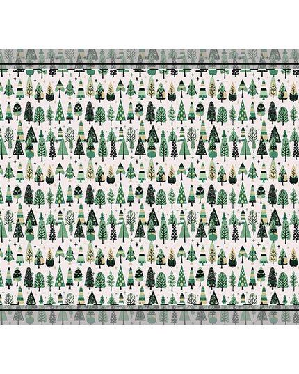 Mini Vintage Green Trees Rug,  20" x 28" Rectangle