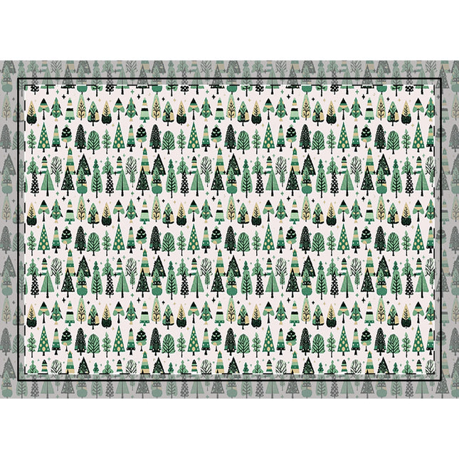 Mini Vintage Green Trees Rug,  20" x 28" Rectangle