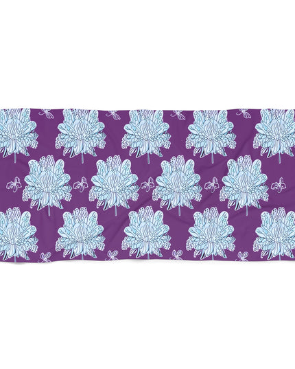 Blue Floral Butterflies 30" x 60" Beach Towel