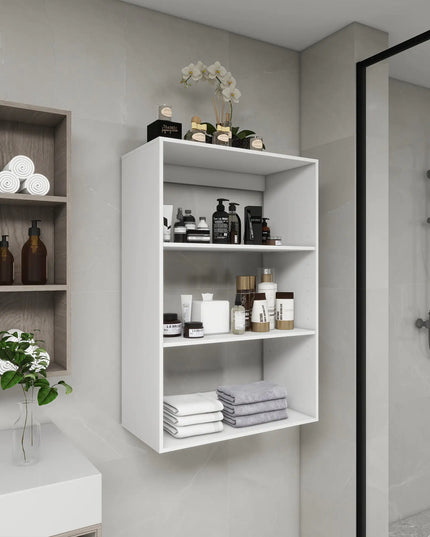 White Modular Wall-Mounted Closet System – 31.49"W × 16.04"D × 47.24"H, Wooden Walk-In Organizer with Shelves for Bedroom or Bathroom