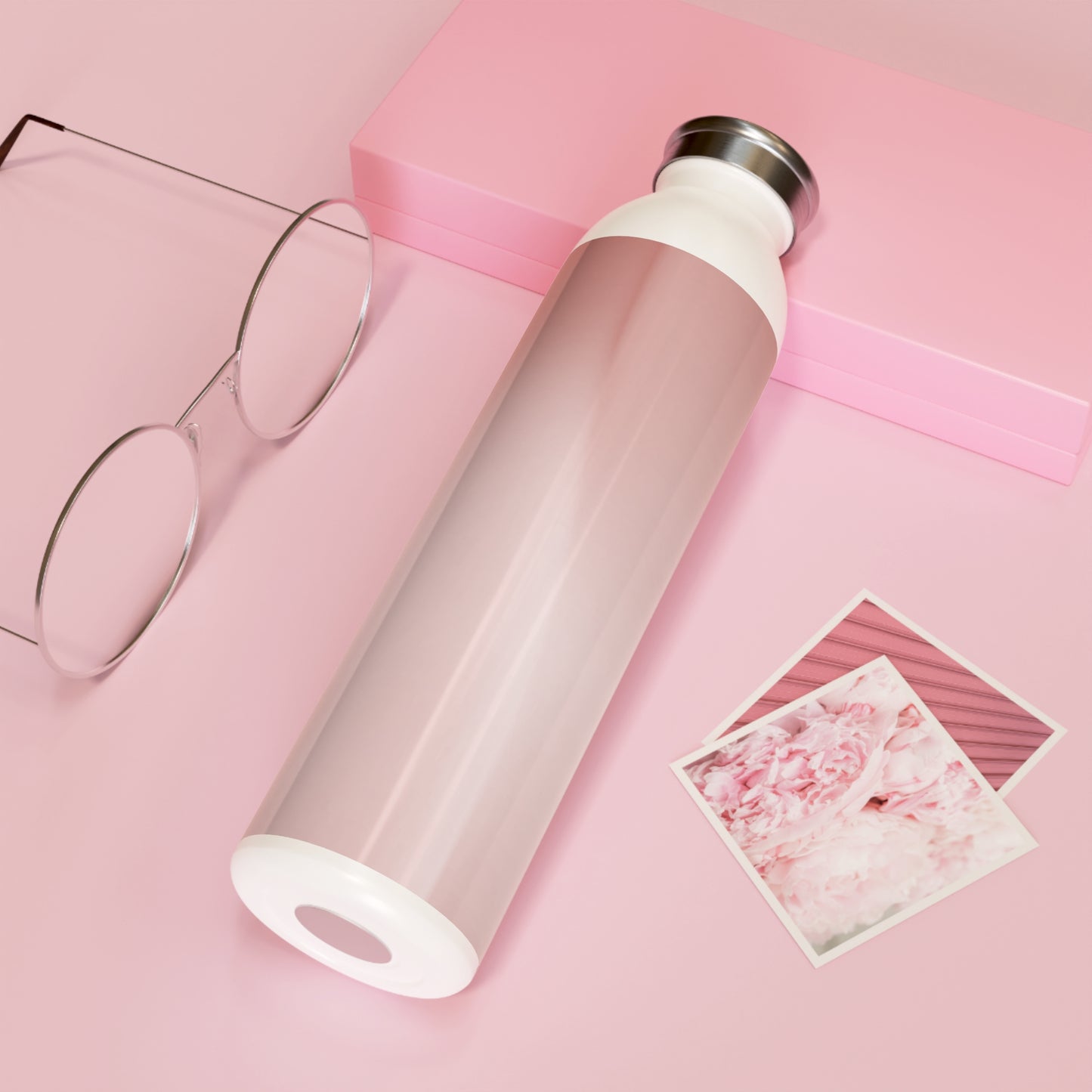 Rose Red Fade Slim Water Bottle, 20 oz White