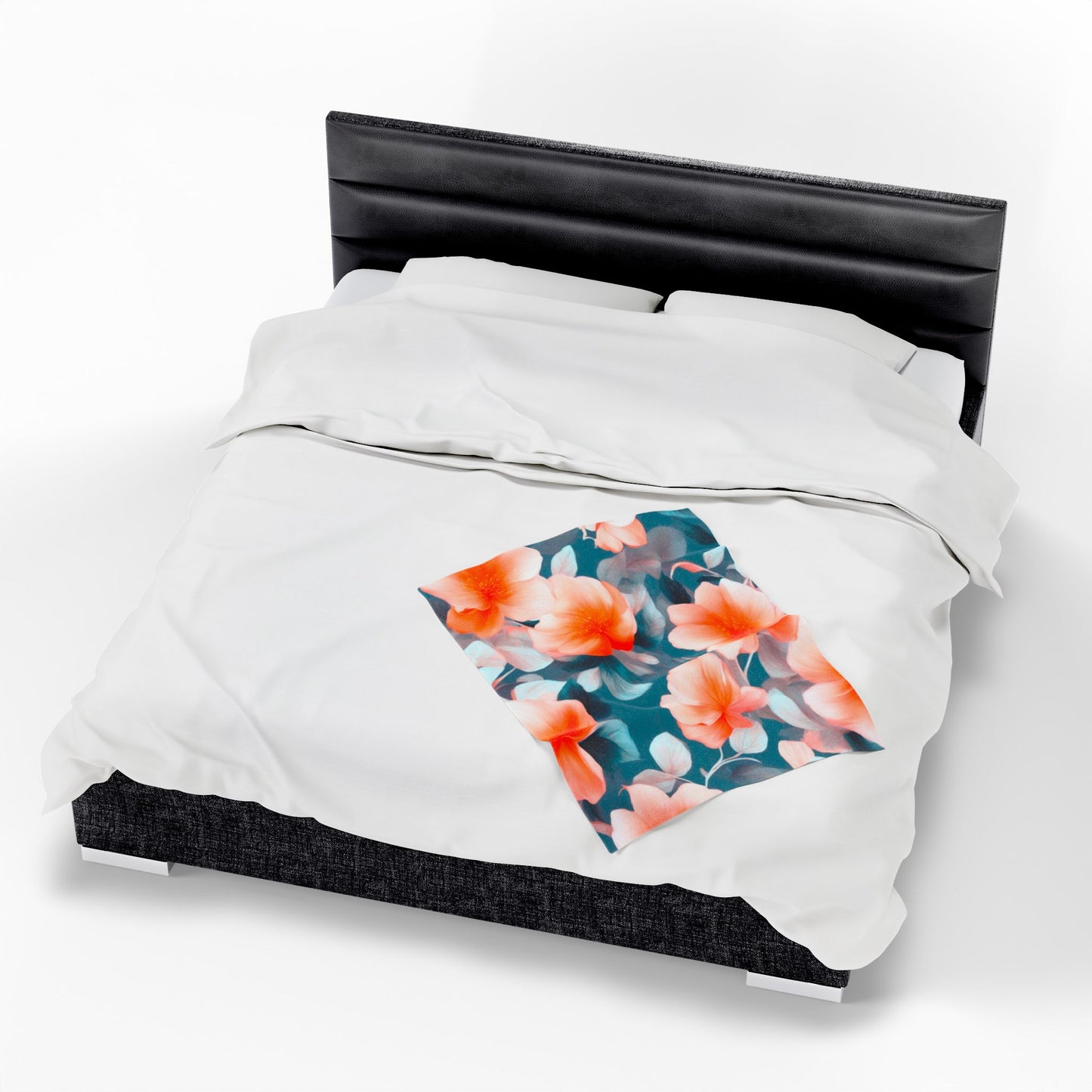 Orange Blossom Floral Bunch Velveteen Plush Blanket, 30" x 40"