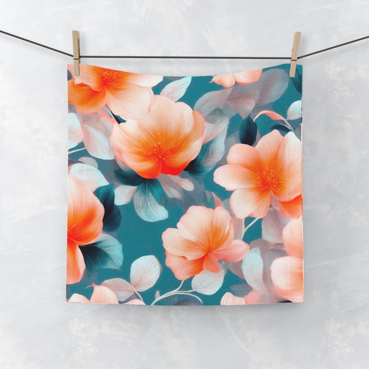 Orange Blossom Floral Bunch Face Towel, 13" x 13"