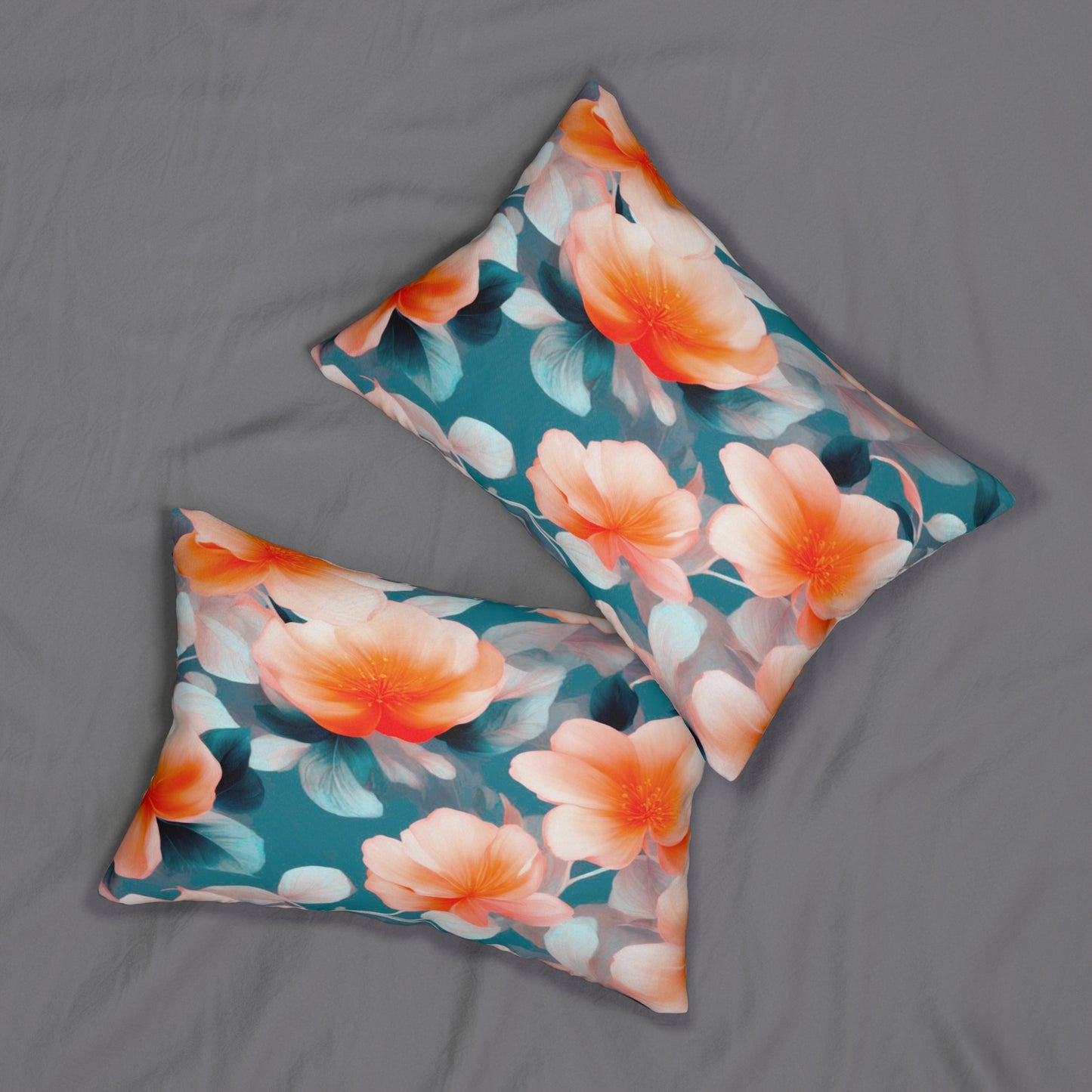 Orange Blossom Floral Bunch Spun Polyester Lumbar Pillow, 20" x 14"