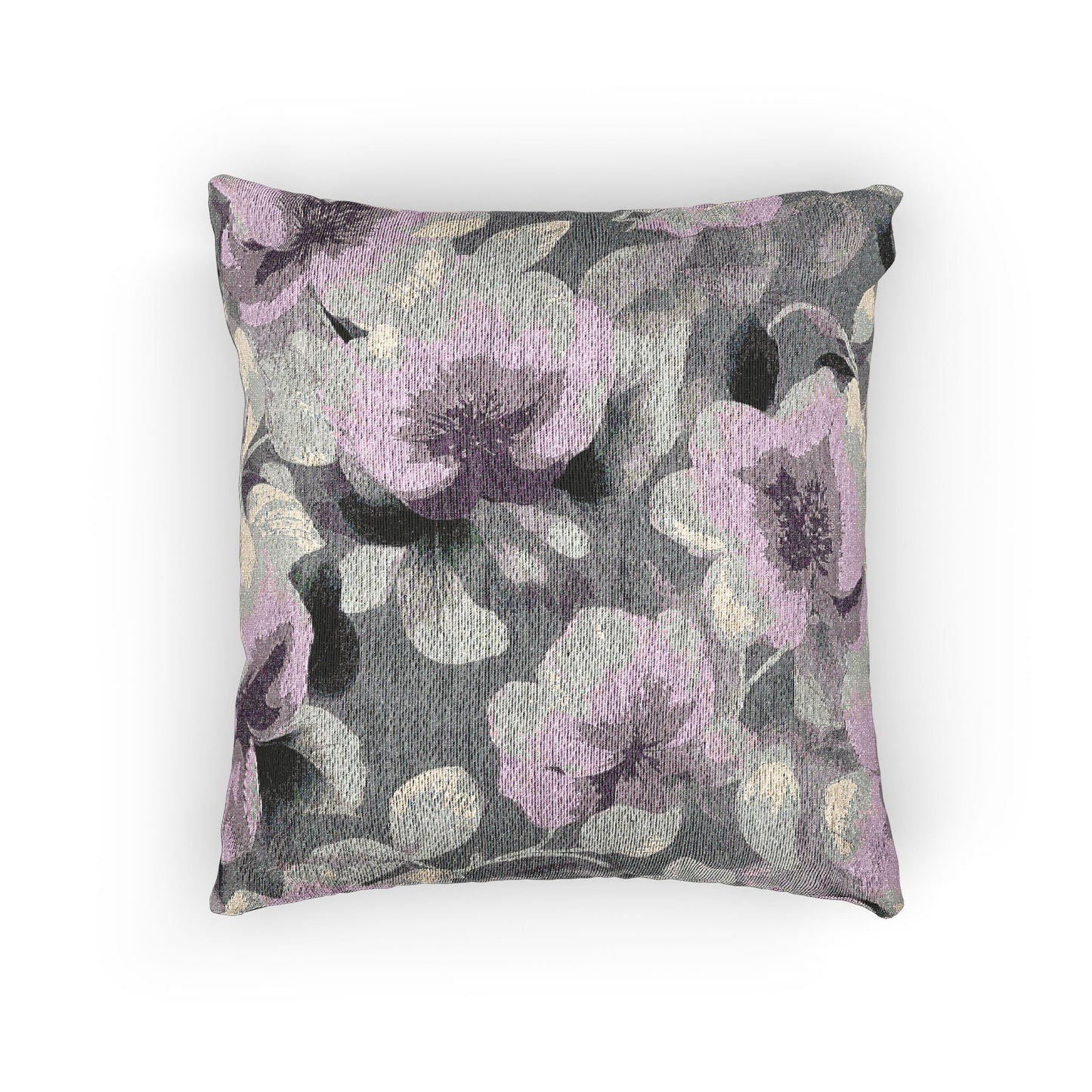 Gray Lavender Florals Woven Pillow, 17" x 18"
