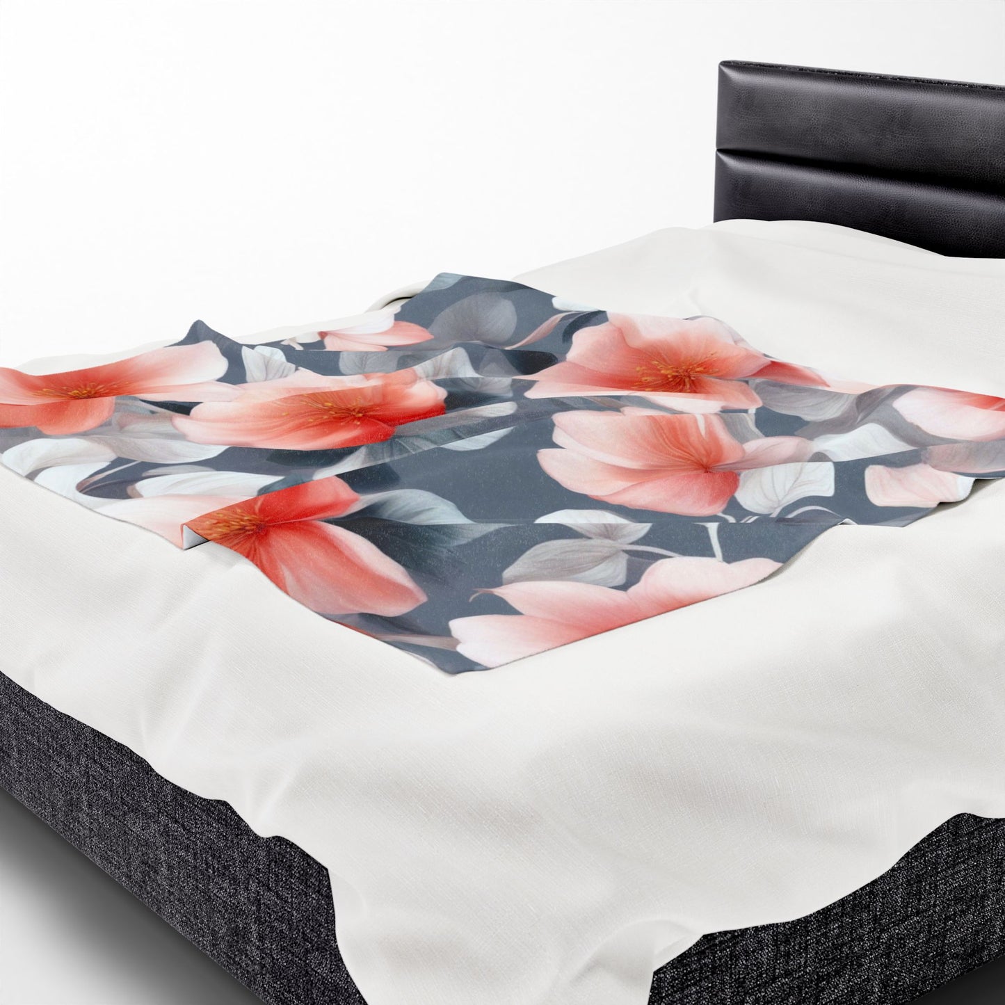 Red Blossom Floral Bunch Velveteen Plush Blanket, 50" x 60"