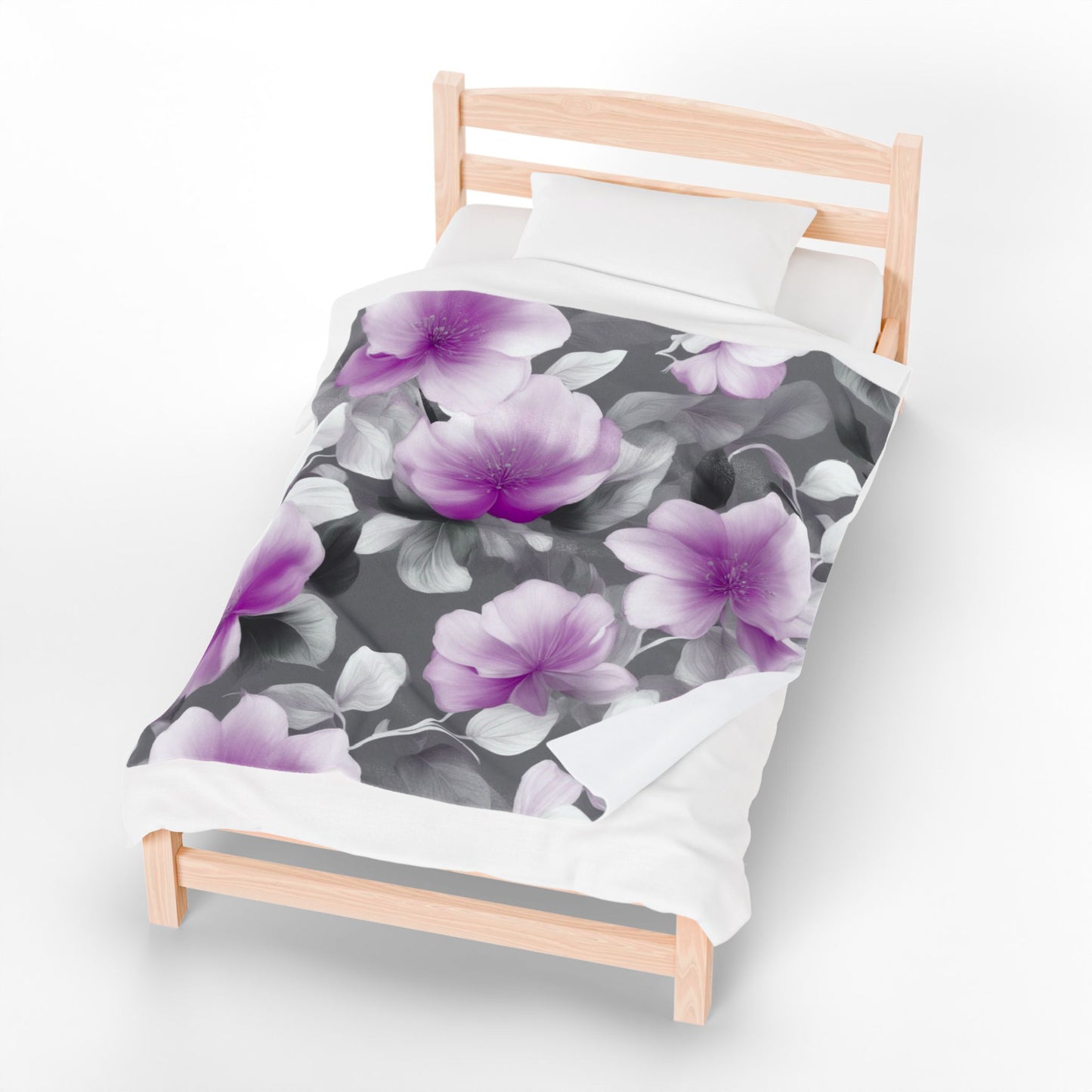 Purple Blossom Floral Bunch Velveteen Plush Blanket, 50" x 60"