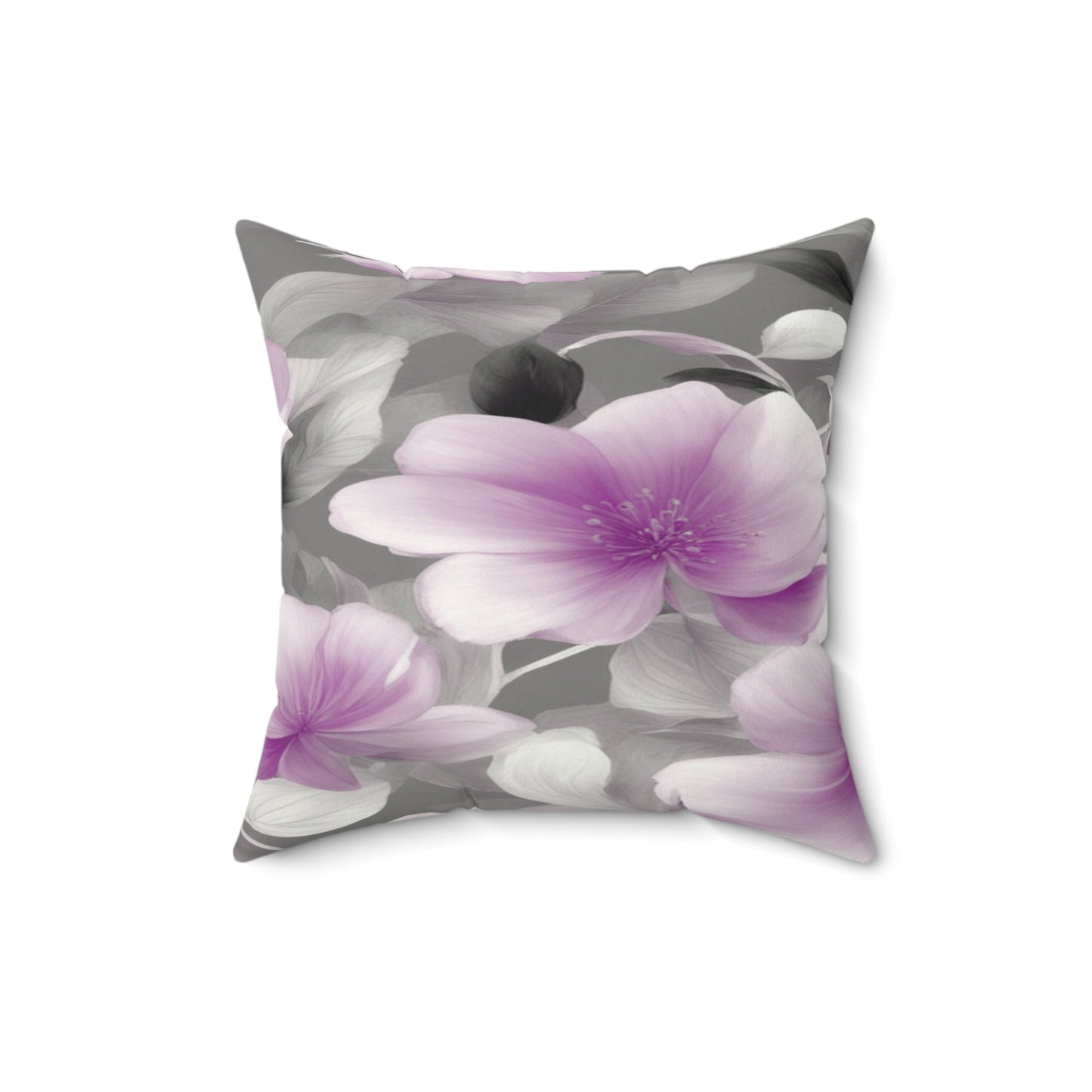 Purple Blossom Floral Bunch Faux Suede Square Pillow, 16" x 16"