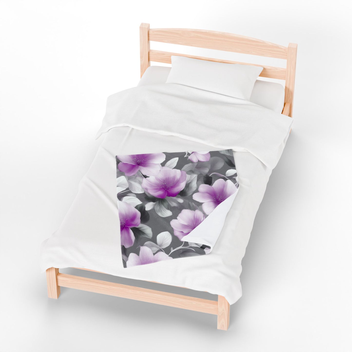 Purple Blossom Floral Bunch Velveteen Plush Blanket, 30" x 40"