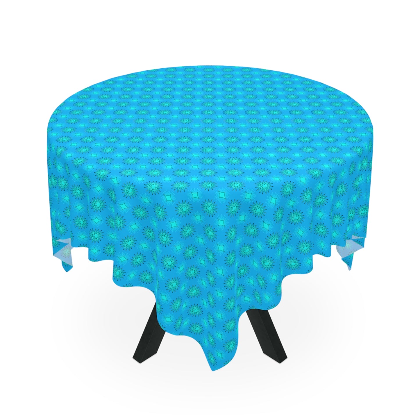 Light Blue Star-crossed Bodies Tablecloth, 55" x 55"